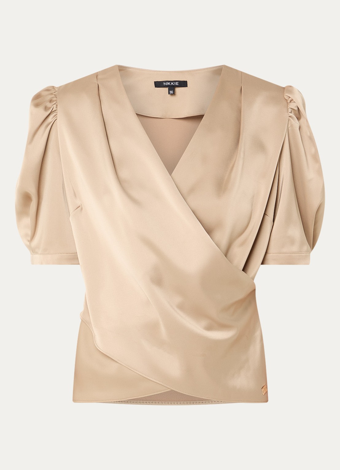 NIKKIE Kransis tuniek met pofmouwen - voorkant 2 khaki