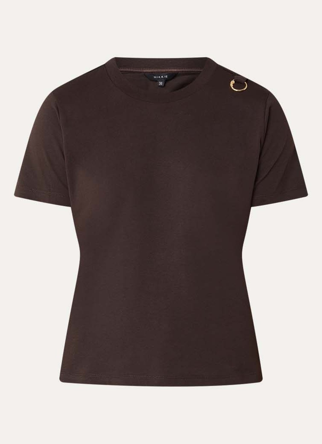 NIKKIE Logo Ring T-shirt met ronde hals - voorkant 3 bruin