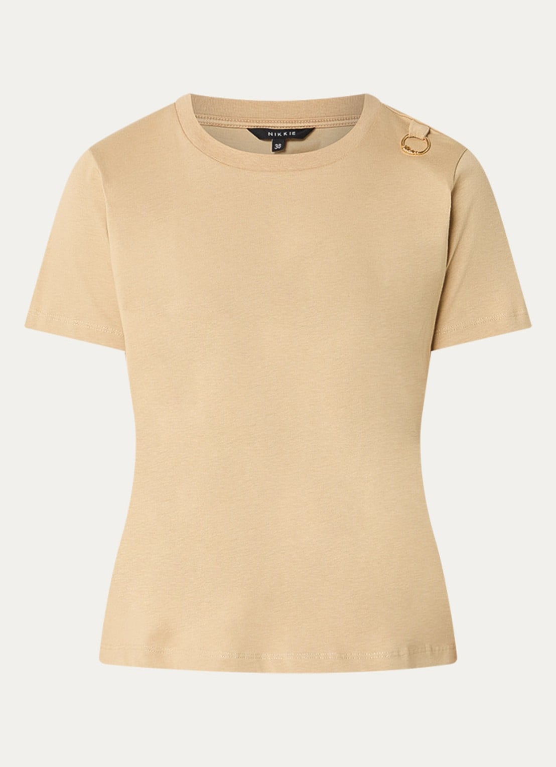 NIKKIE Logo Ring T-shirt met ronde hals - voorkant 2 beige