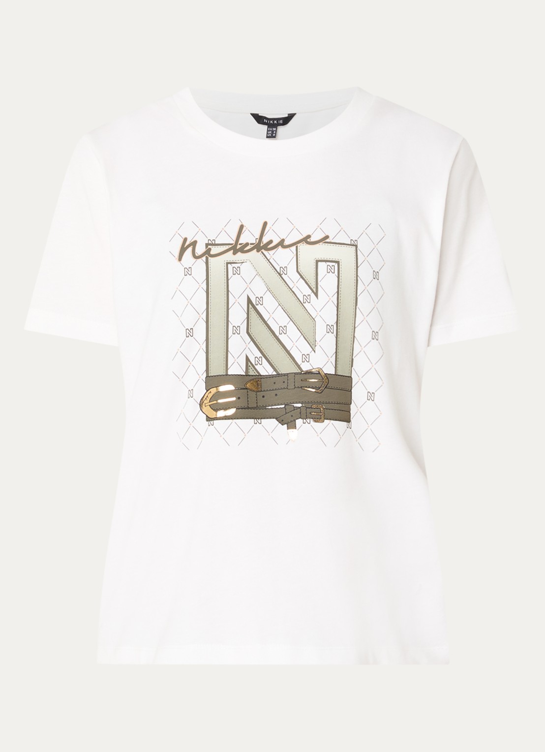 NIKKIE N Chains T-shirt met logo - voorkant 3 wit