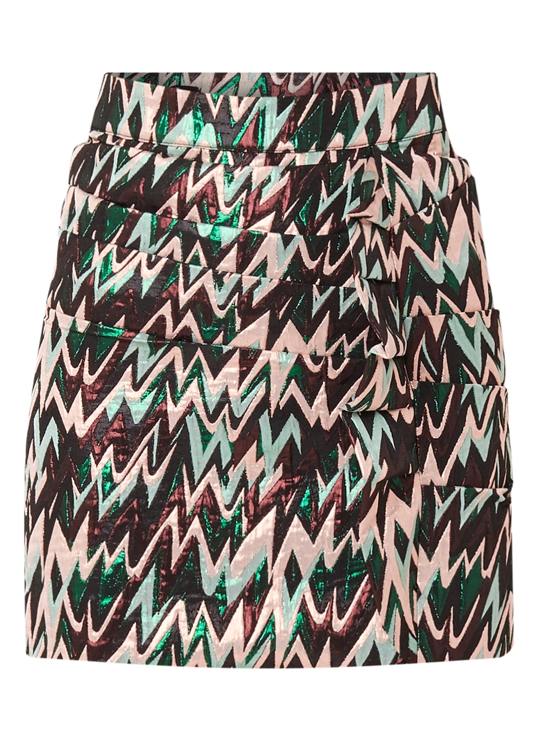 NIKKIE Nena minirok met gedrapeerd detail en lurex - voorkant 3 groen