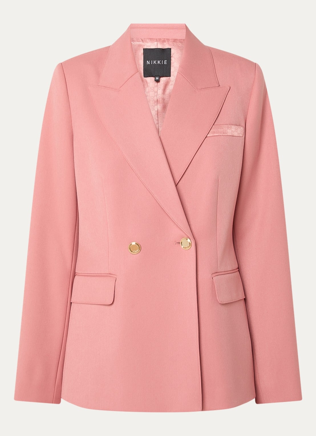 NIKKIE Oakland double-breasted blazer met schoudervulling en klepzakken - voorkant 3 abrikoos