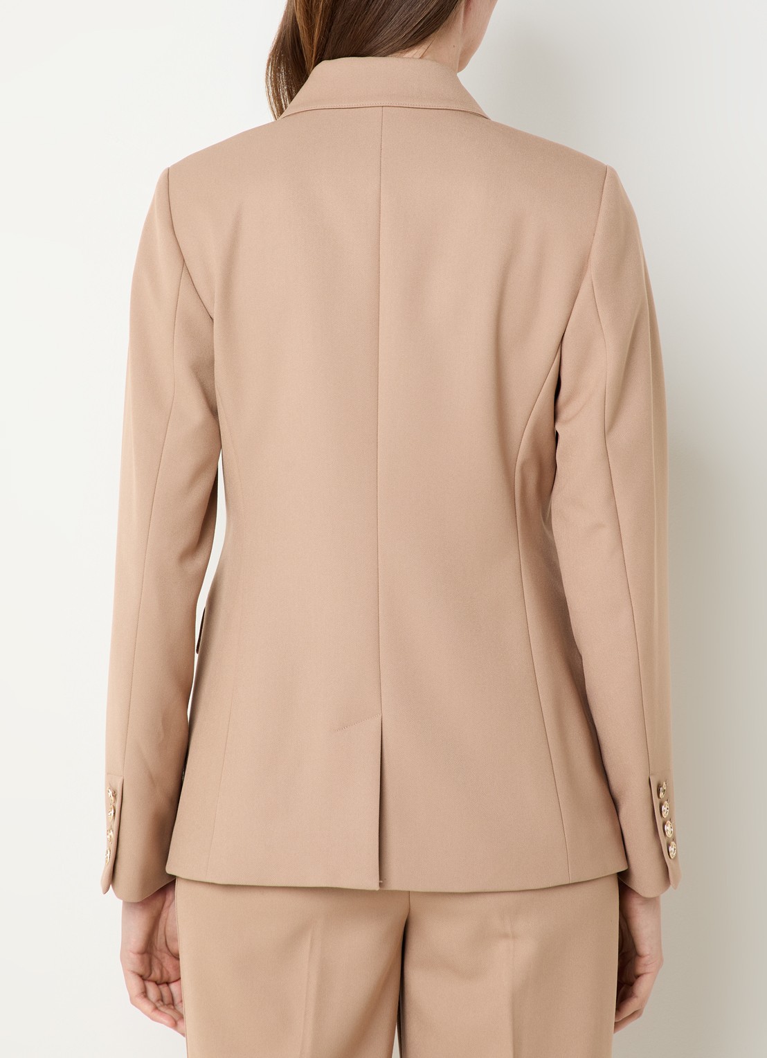 NIKKIE Oakland double-breasted blazer met schoudervulling en klepzakken - achterkant 4 camel