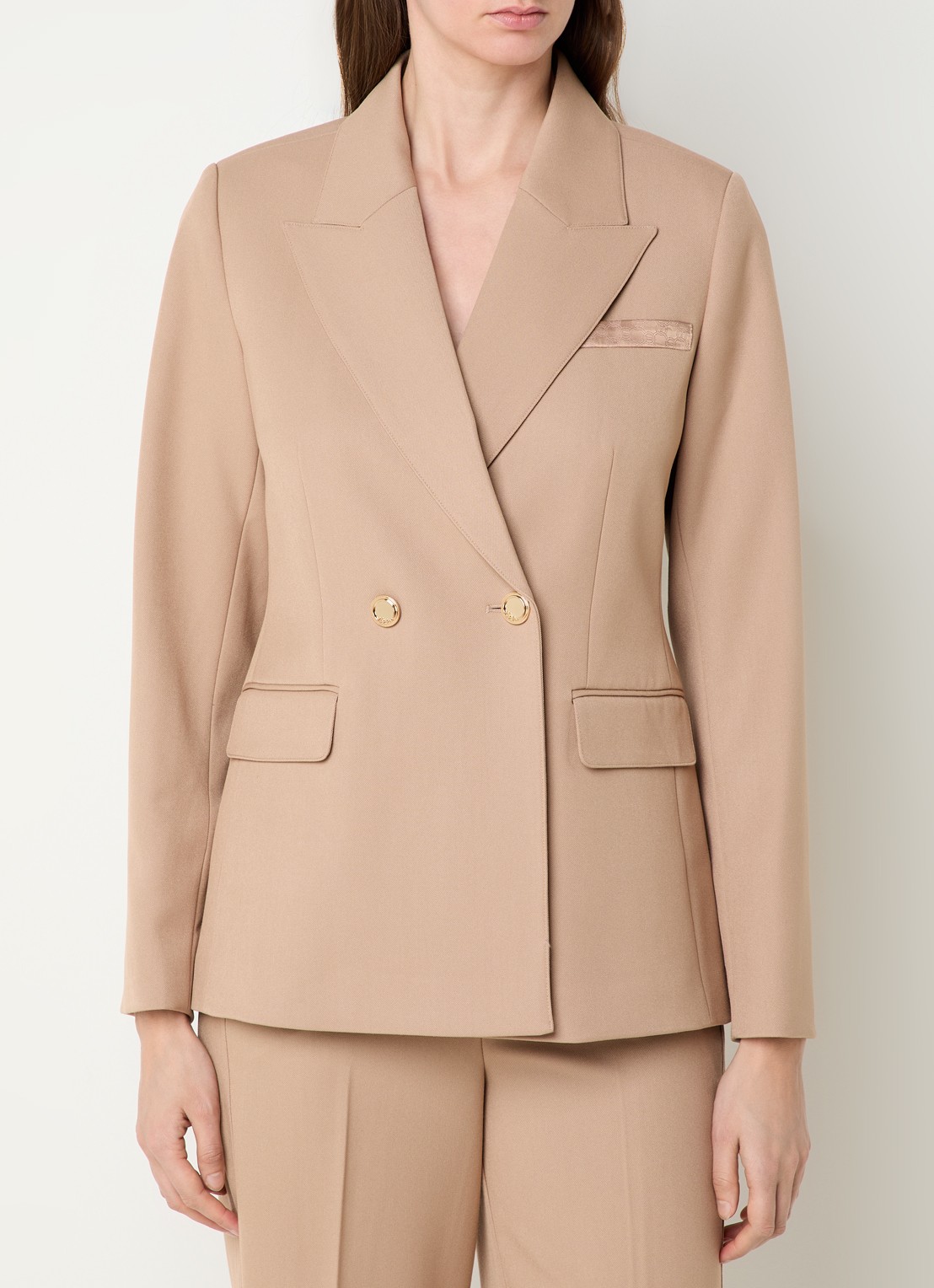 NIKKIE Oakland double-breasted blazer met schoudervulling en klepzakken - detail 3 camel