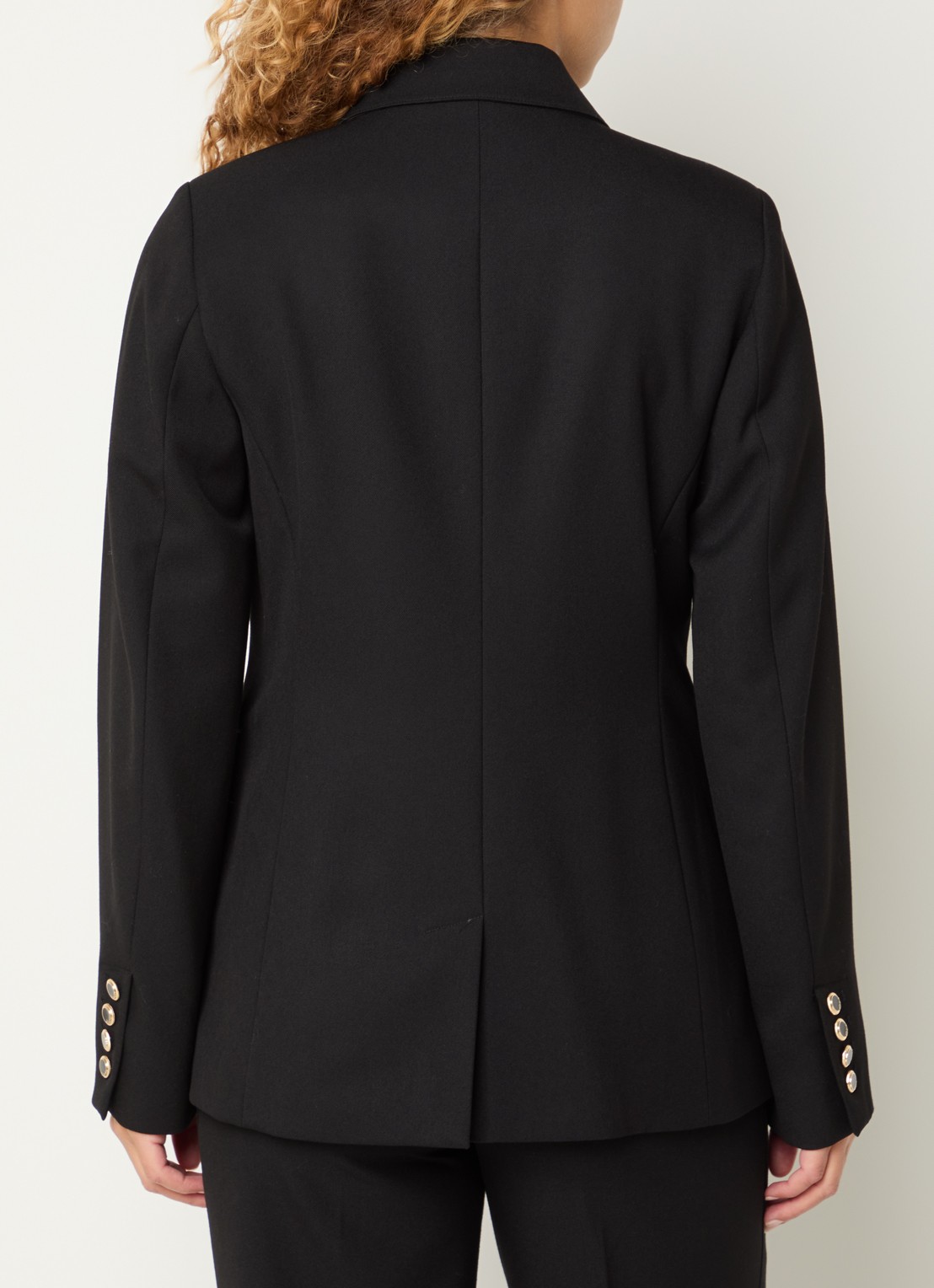 NIKKIE Oakland double-breasted blazer met schoudervulling en klepzakken - achterkant zwart
