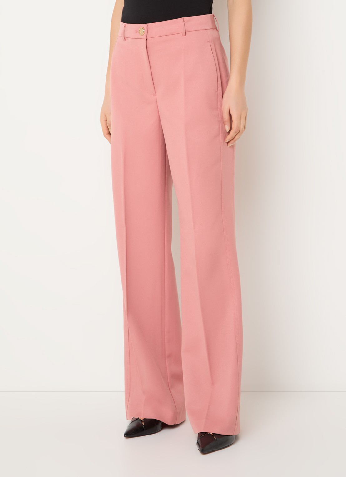NIKKIE Oakland high waist straight fit pantalon met persplooi - detail 4 abrikoos