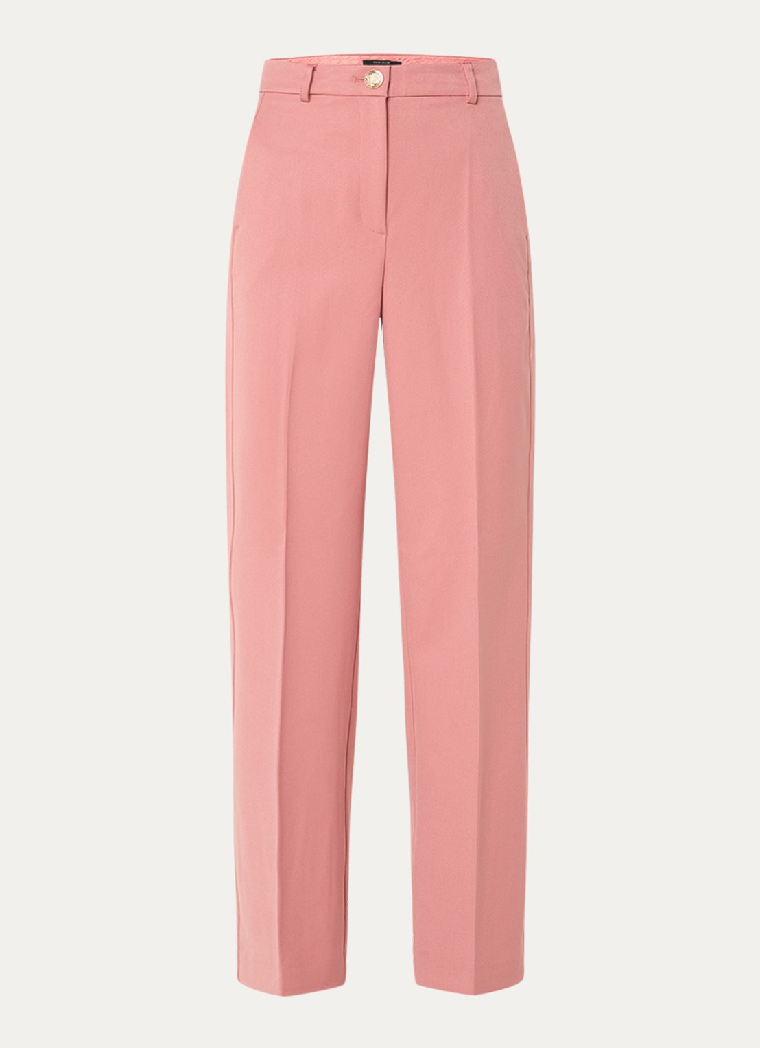 NIKKIE Oakland high waist straight fit pantalon met persplooi - voorkant abrikoos