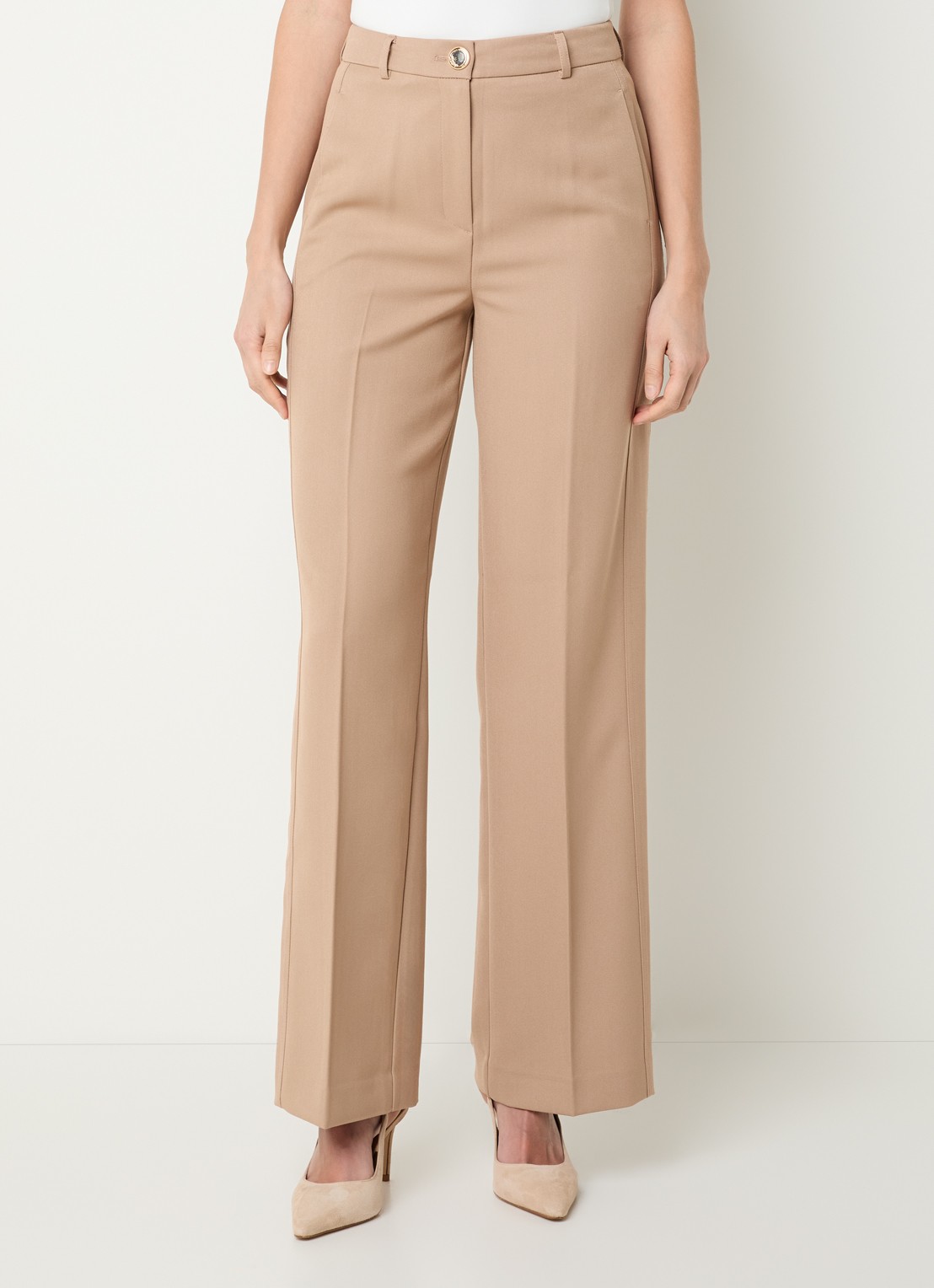 NIKKIE Oakland high waist straight fit pantalon met persplooi - detail 3 camel