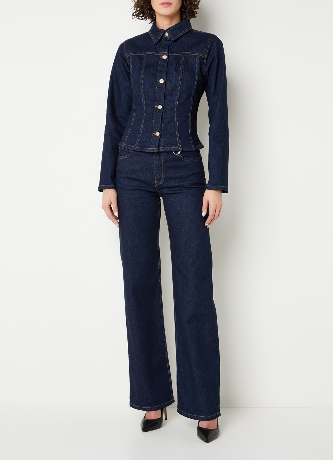 NIKKIE Obra blouse van denim - voorkant 2 indigo