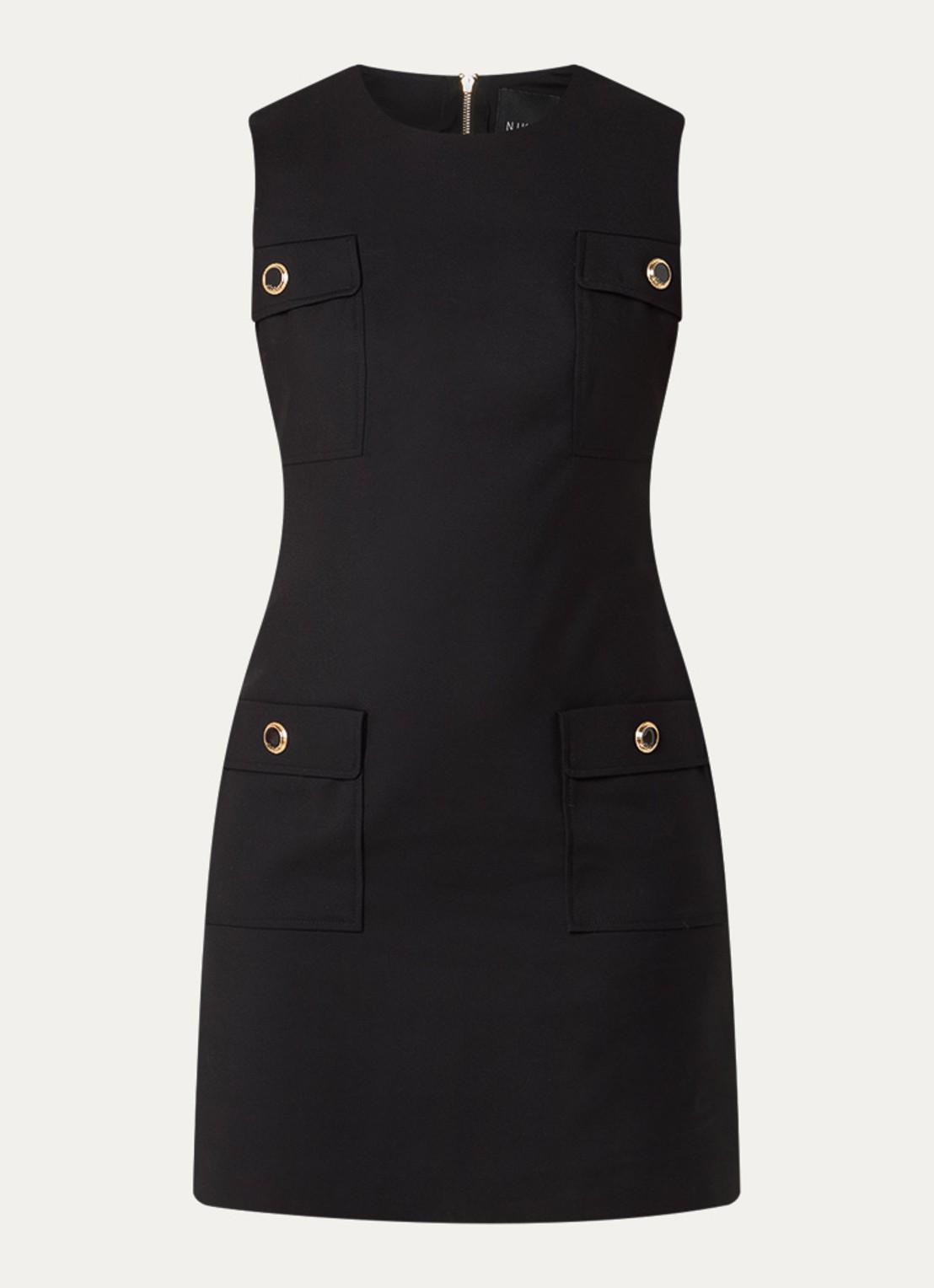 NIKKIE Odensa mini jurk met klepzakken - voorkant 2 zwart