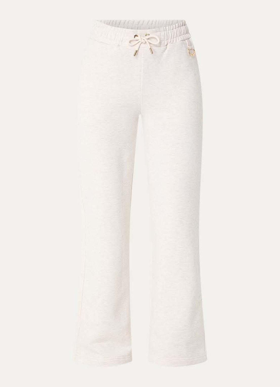 NIKKIE Odessa high waist flared fit joggingbroek met gemêleerd dessin - voorkant 2 creme