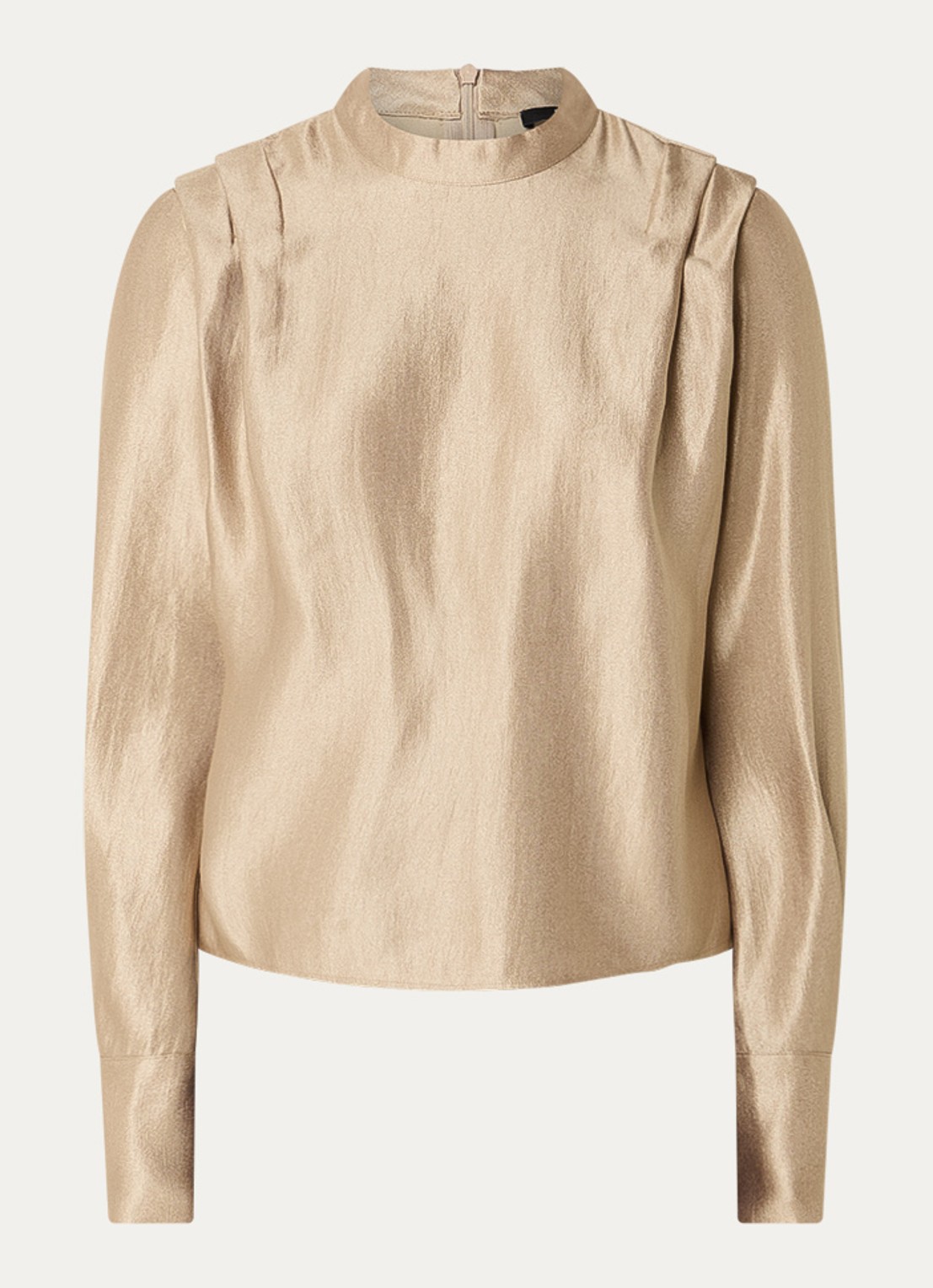 NIKKIE Ohino tuniek van satijn met plooidetai - voorkant 3 beige