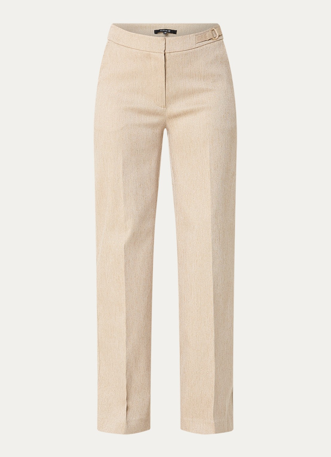 NIKKIE Olympia high waist straight fit pantalon met lurex en persplooi - voorkant 2 beige