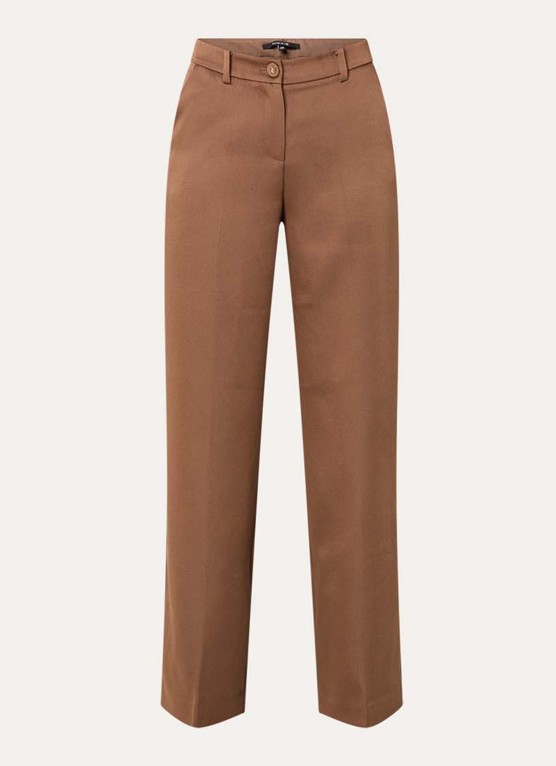 NIKKIE Omahah high waist straight fit broek van satijn - voorkant 2 hazelnootbruin