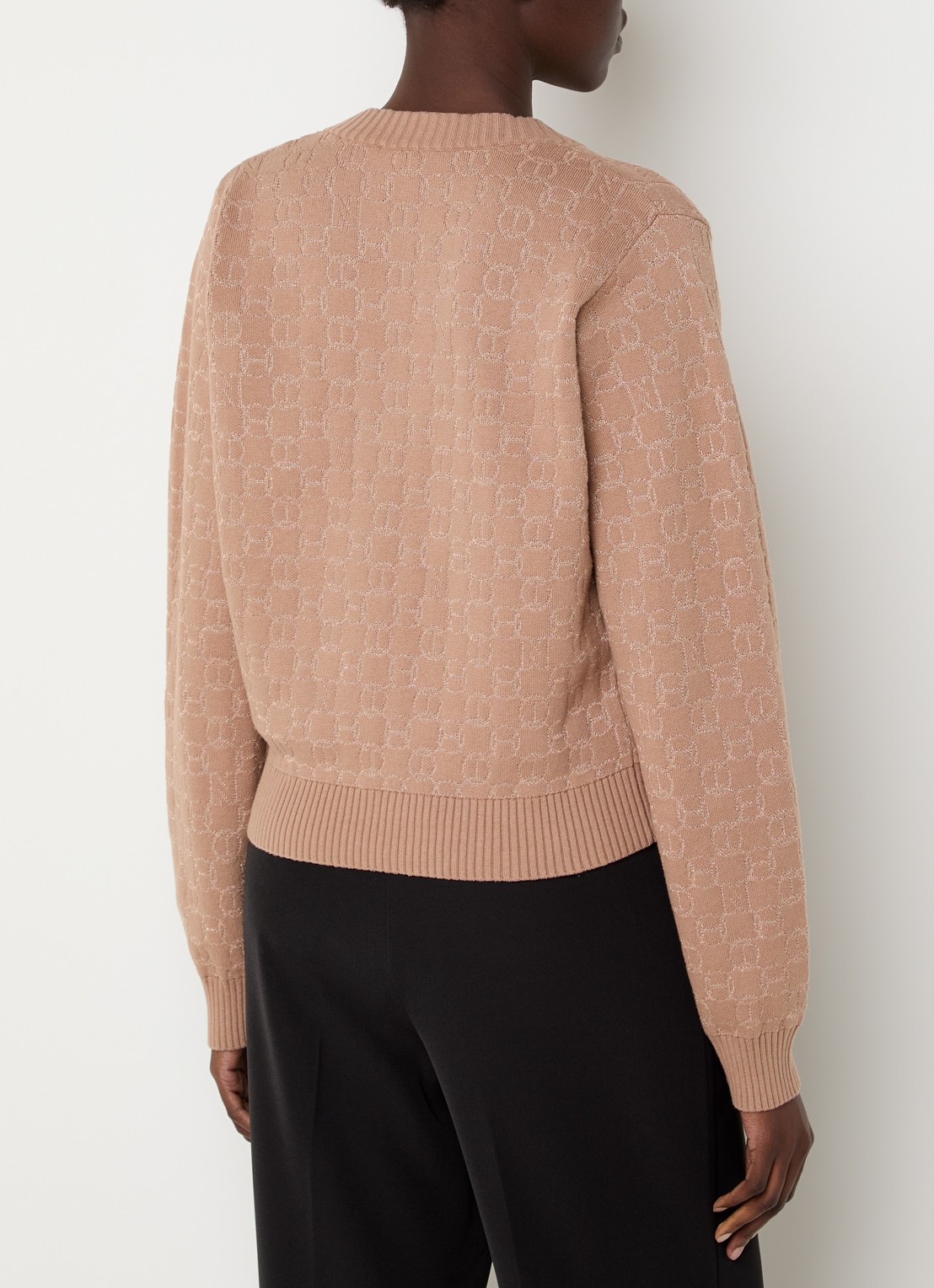 NIKKIE Omarah pullover met lurex en logoprint - achterkant gebroken wit
