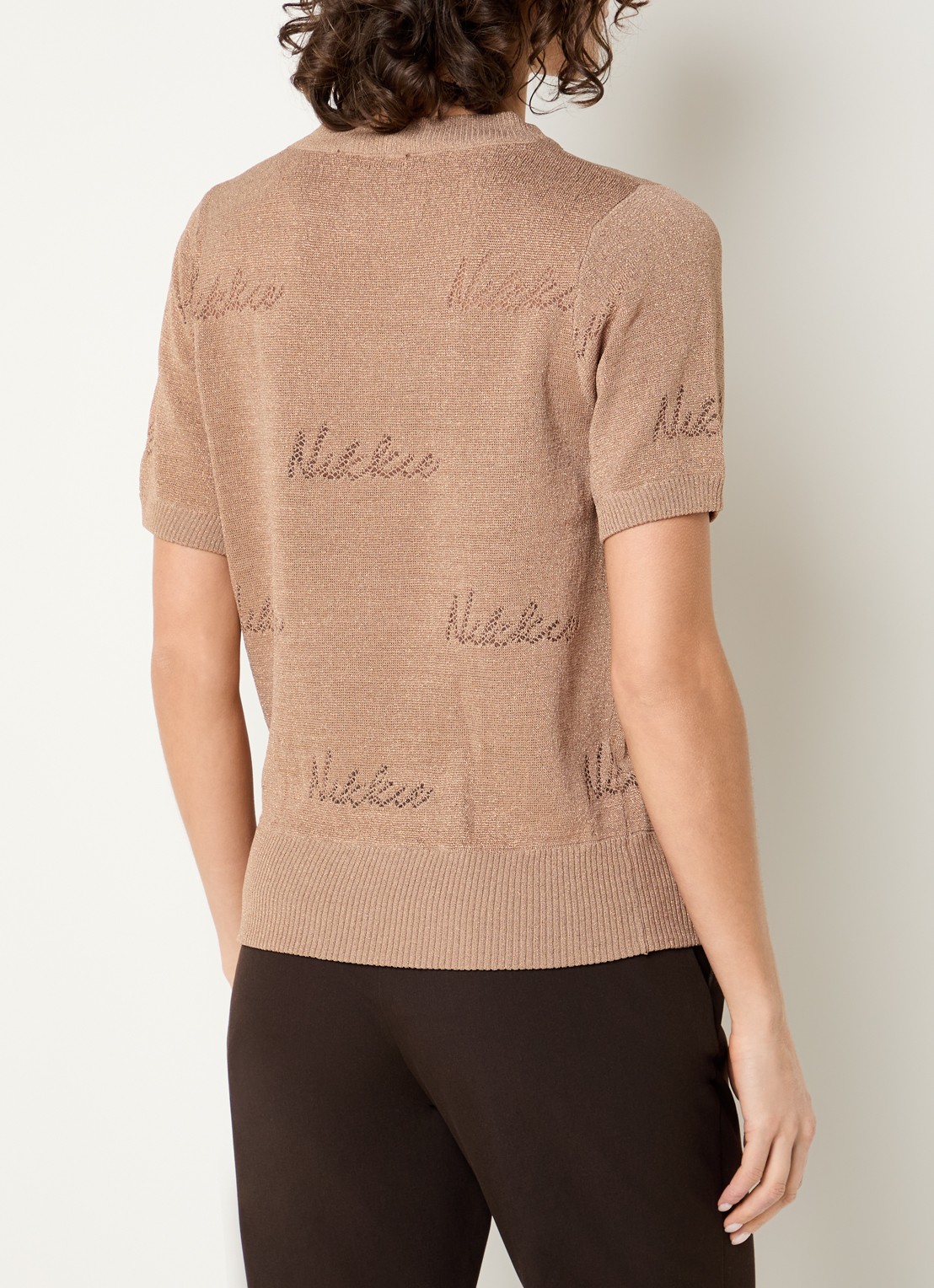 NIKKIE Omarah top met lurex en logo - achterkant 3 gebroken wit