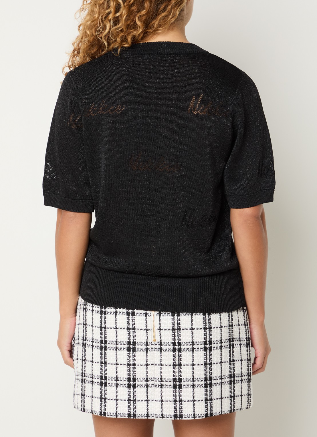 NIKKIE Omarah top met lurex en logo - achterkant zwart
