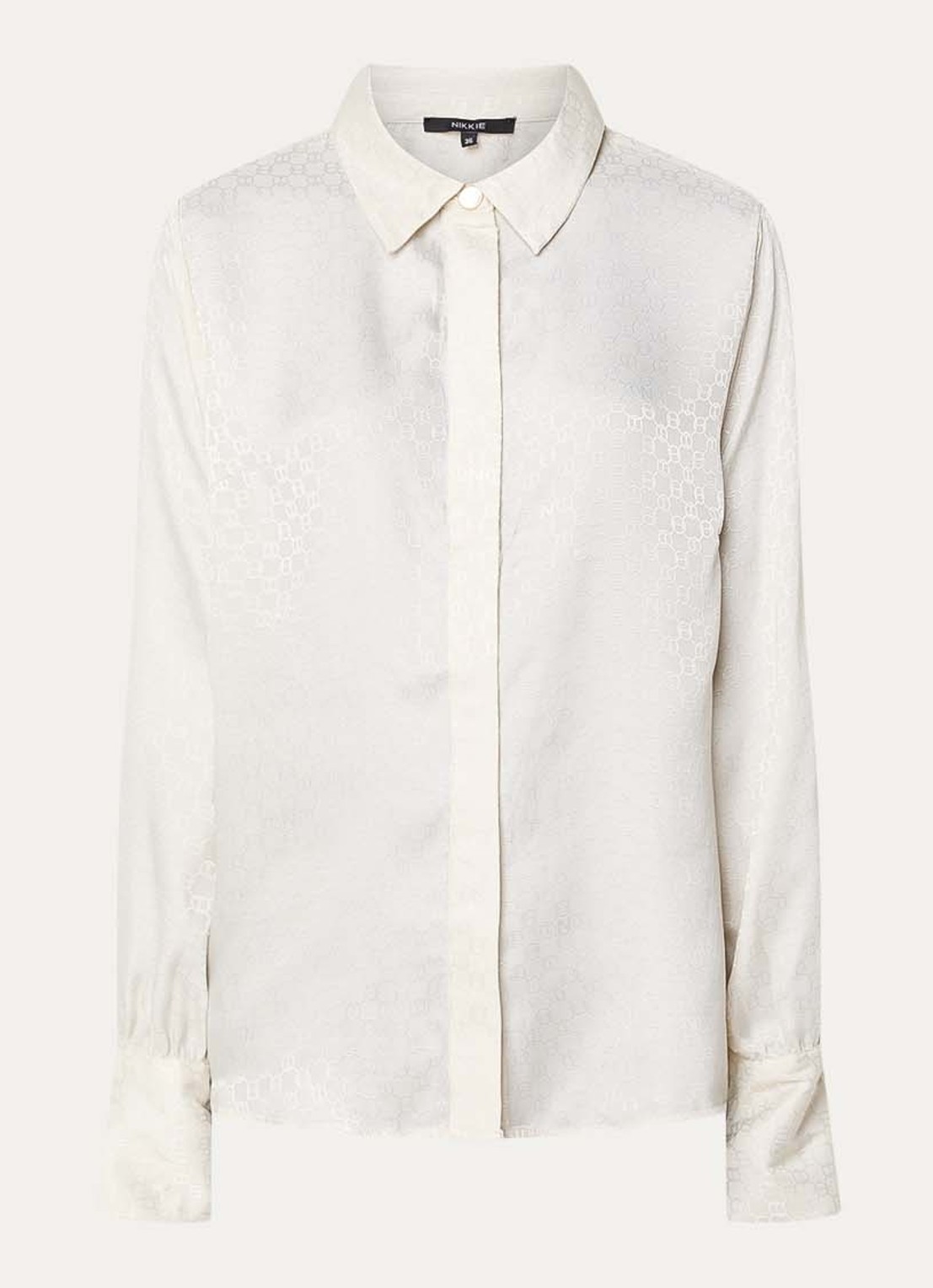 NIKKIE Opava blouse van satijn met print - voorkant 2 gebroken wit