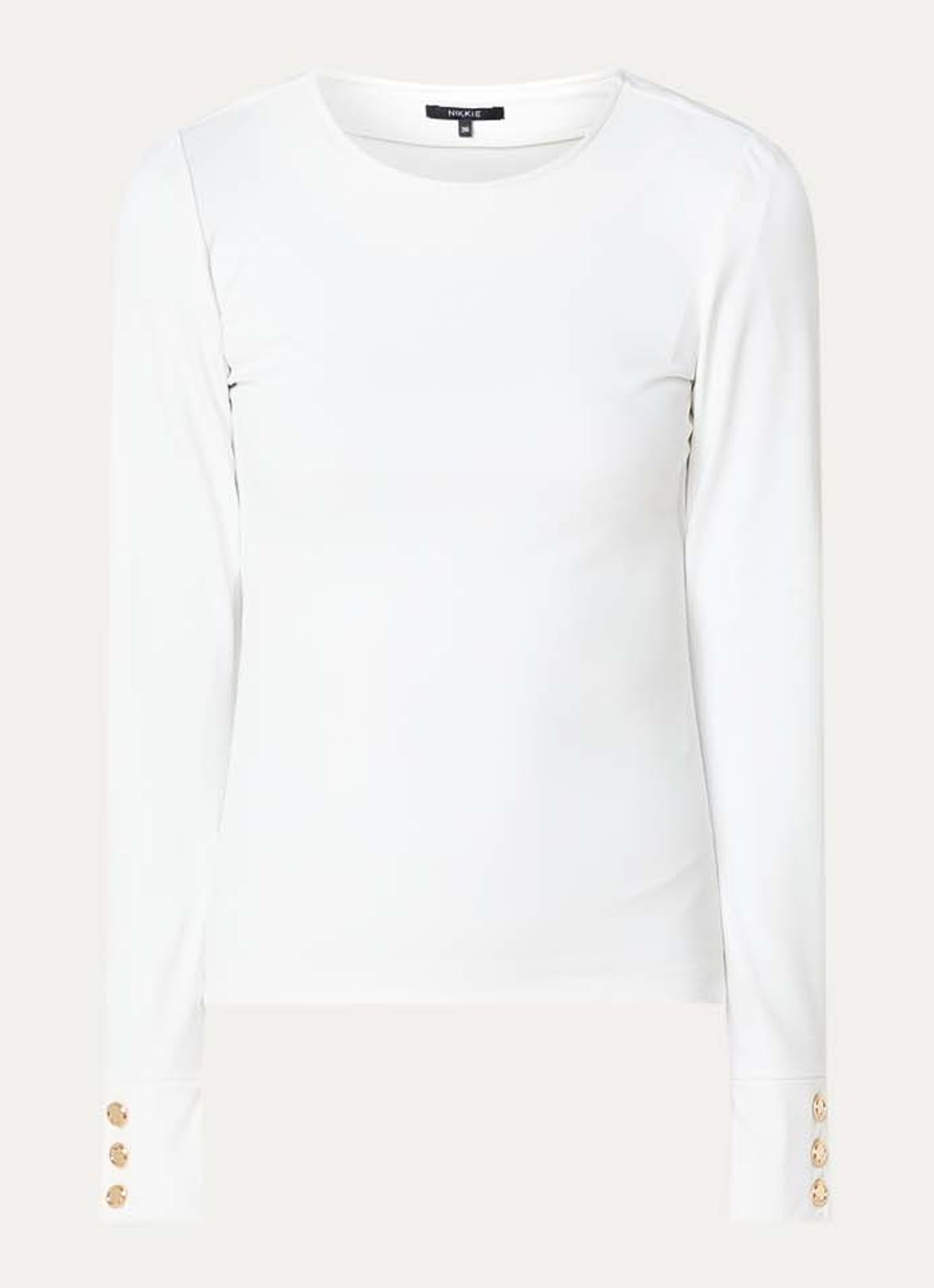 NIKKIE Oshawa top met ronde hals - voorkant 2 wit