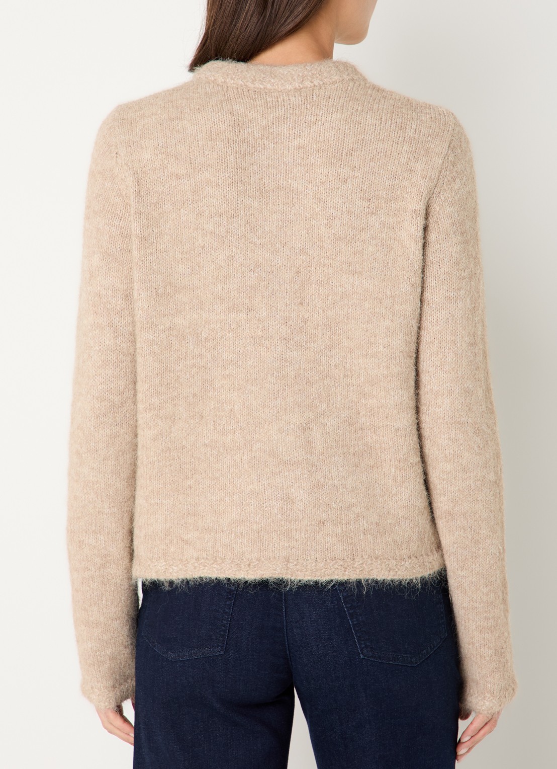 NIKKIE Otario fijngebreid vest in wolblend met ronde hals - achterkant 2 beige