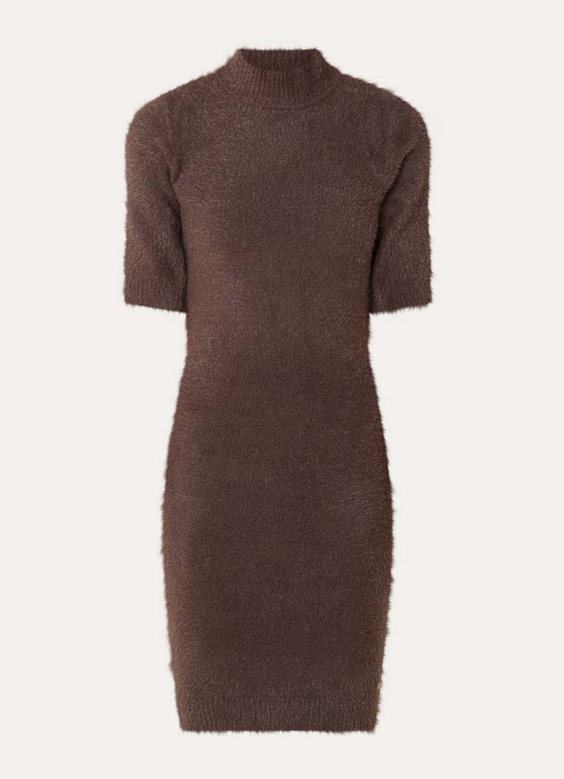 NIKKIE Otaru mini trui-jurk met col - voorkant 2 bruin