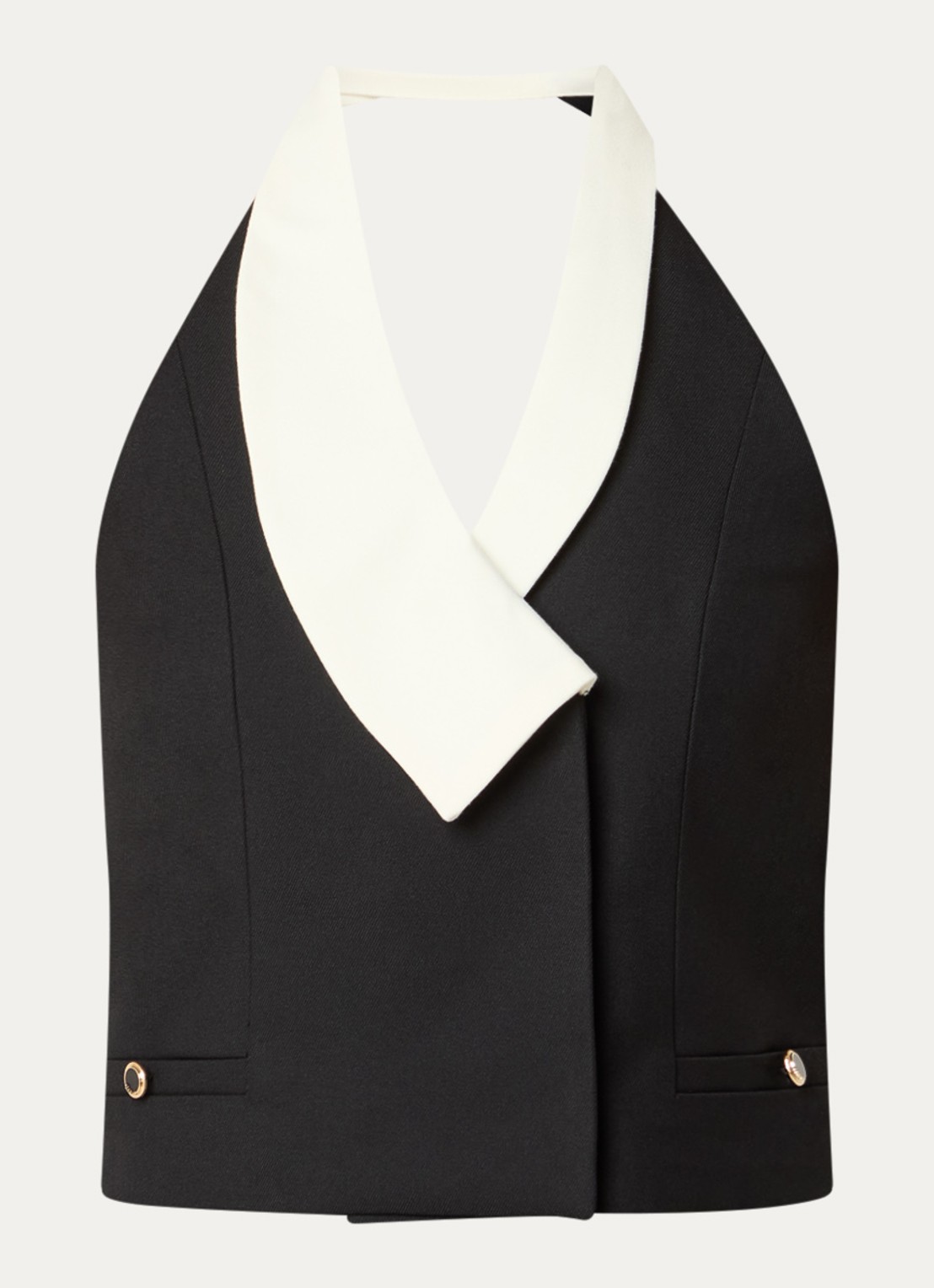 NIKKIE Oulu gilet met assymetrische kraag - voorkant 2 zwart