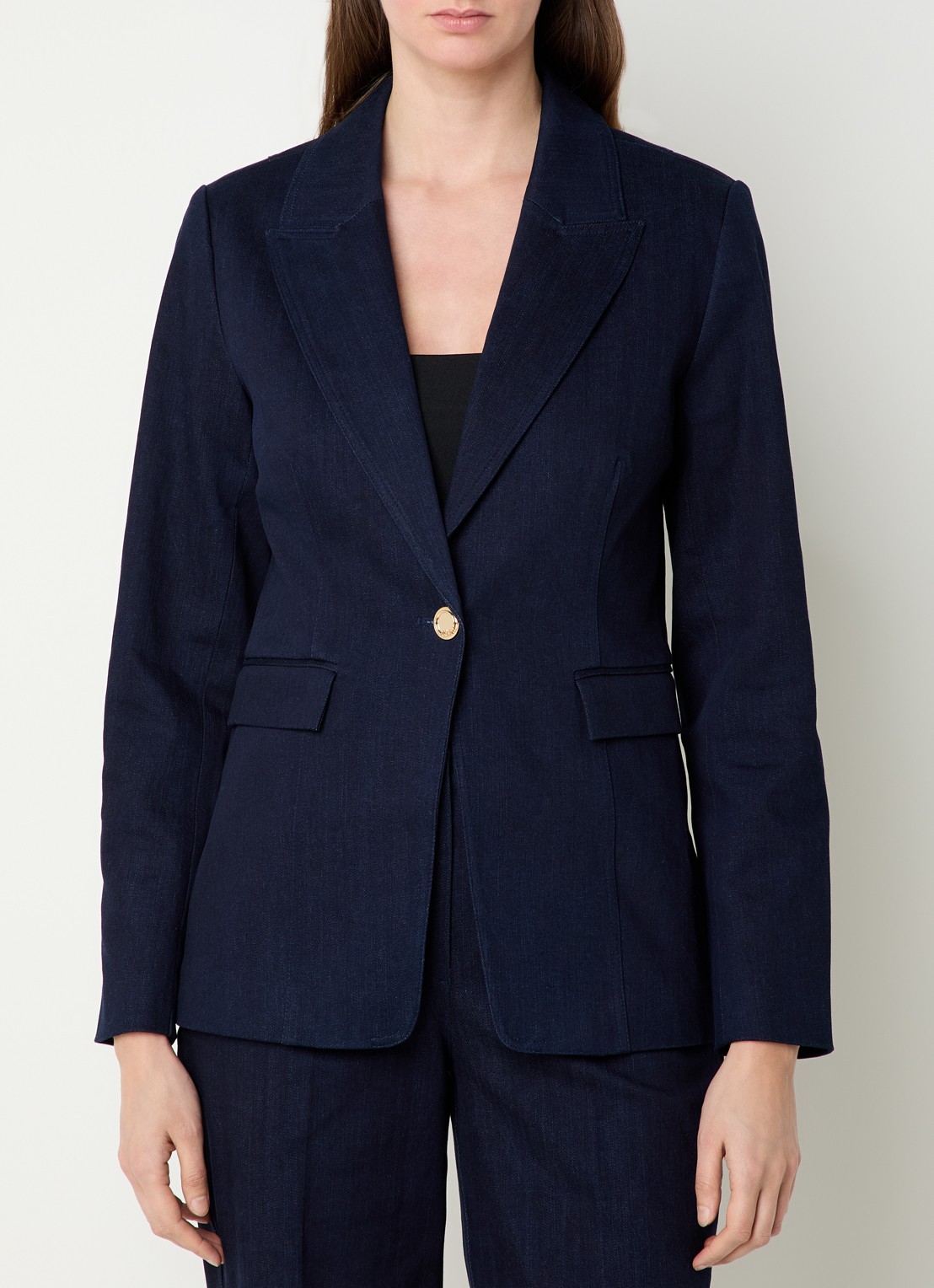 NIKKIE Oviedo blazer met klepzakken - detail donkerblauw