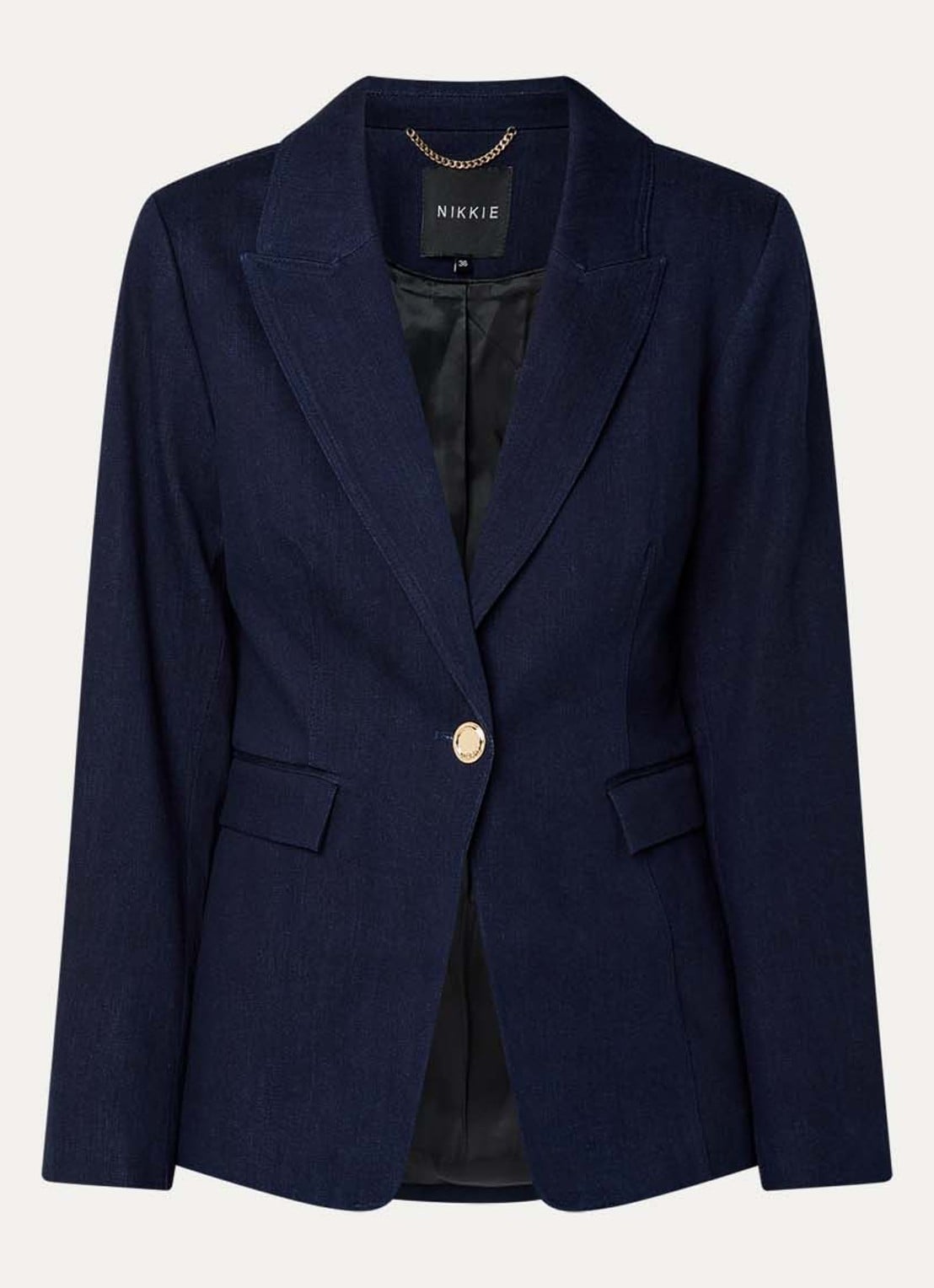 NIKKIE Oviedo blazer met klepzakken - voorkant 2 donkerblauw
