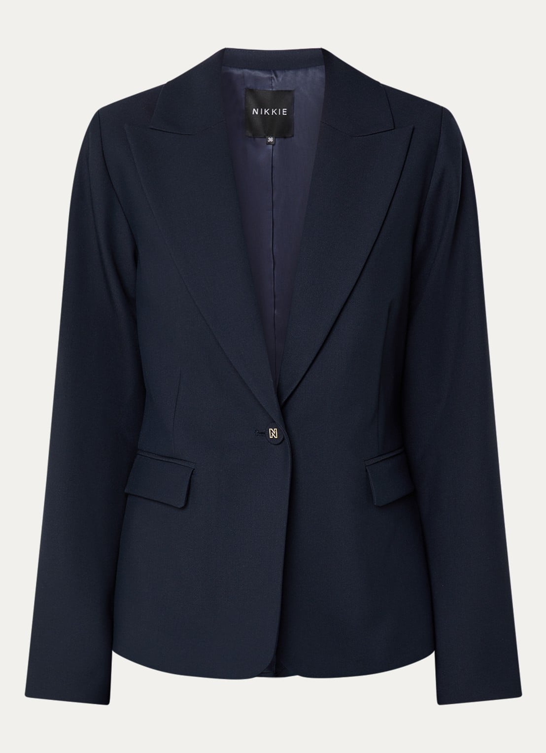 NIKKIE Parisa blazer met klepzakken - voorkant 2 donkerblauw