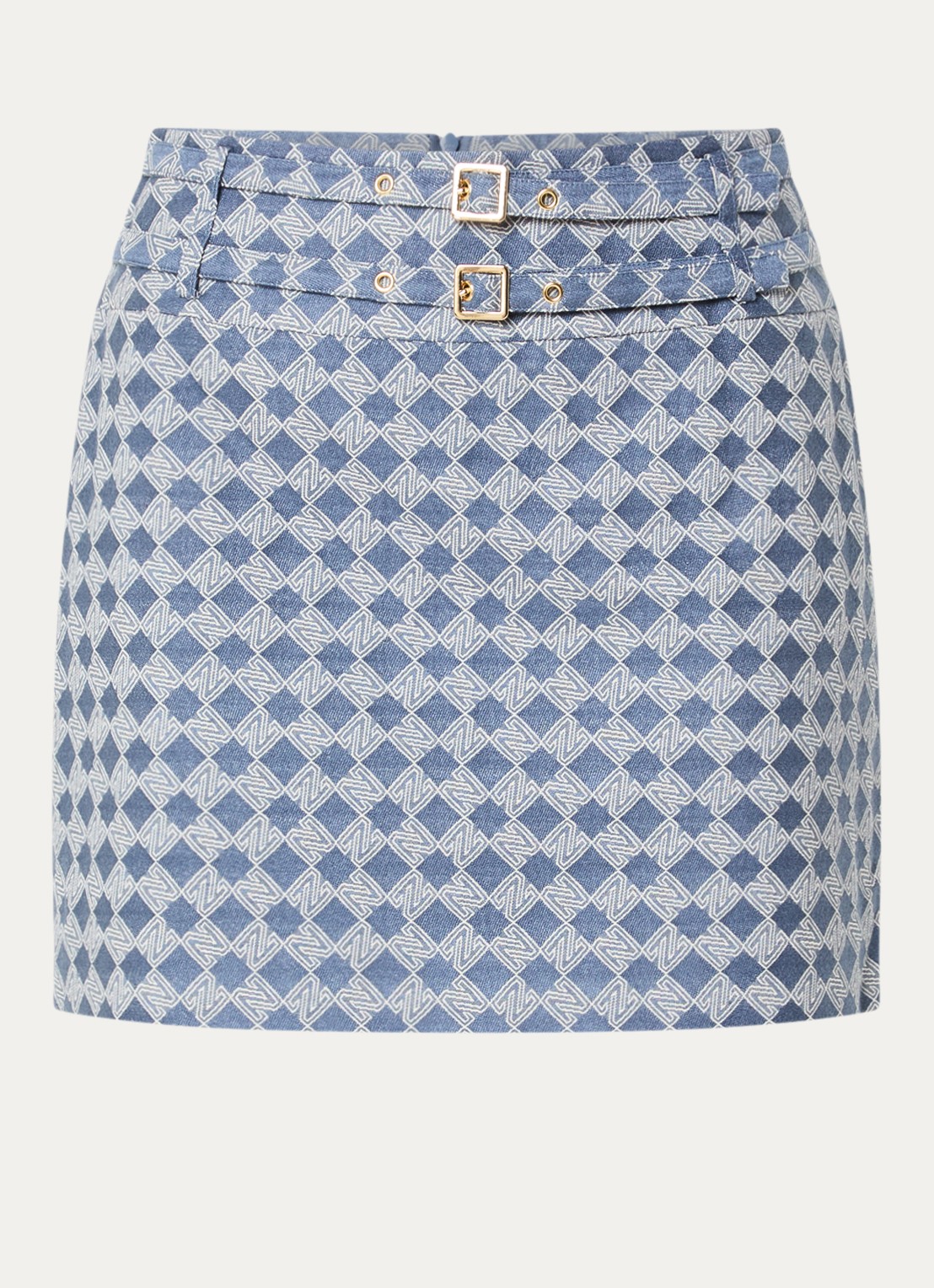 NIKKIE Parole minirok met logoprint - voorkant staalblauw