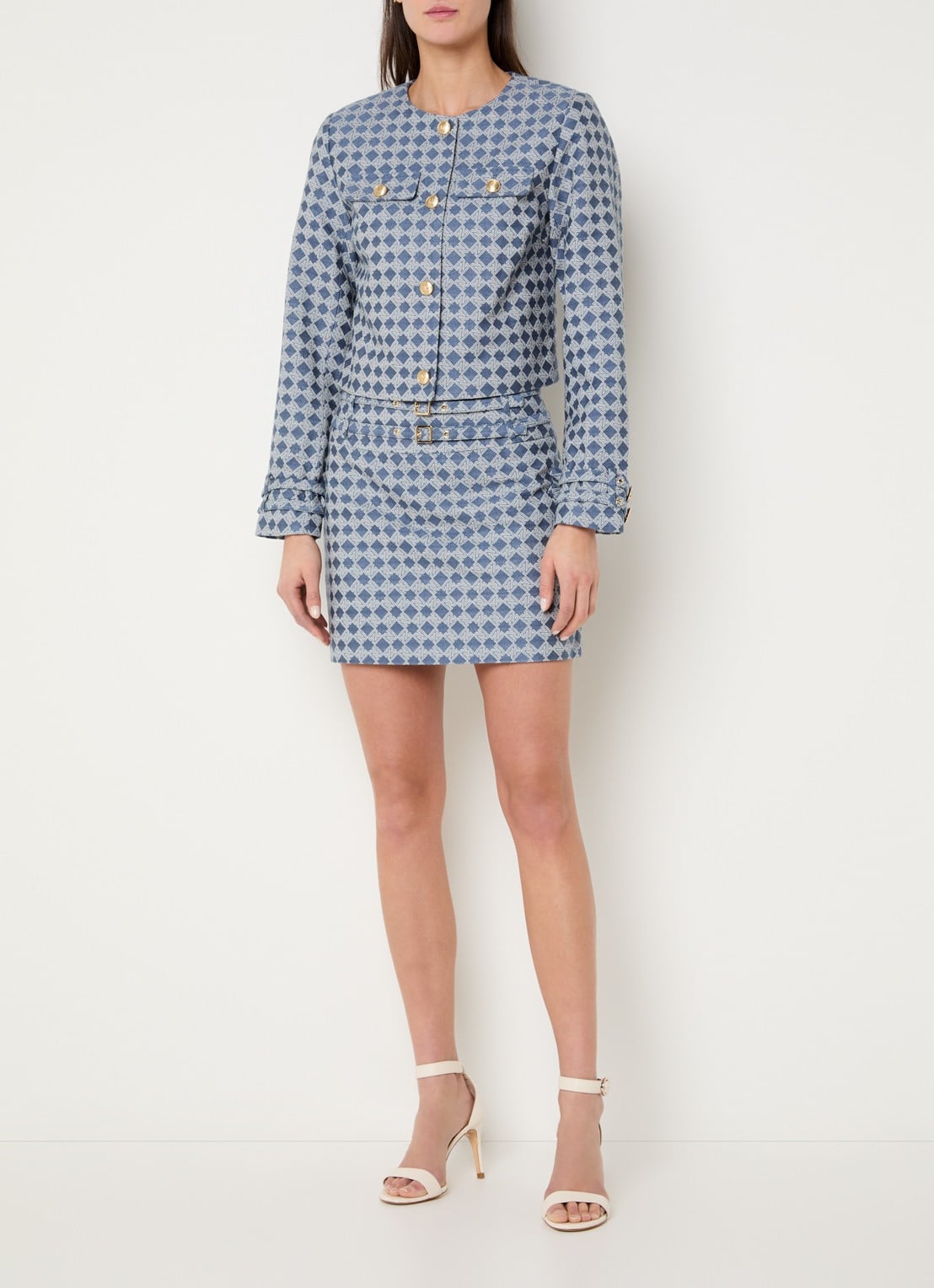 NIKKIE Parole minirok met logoprint - voorkant 2 staalblauw