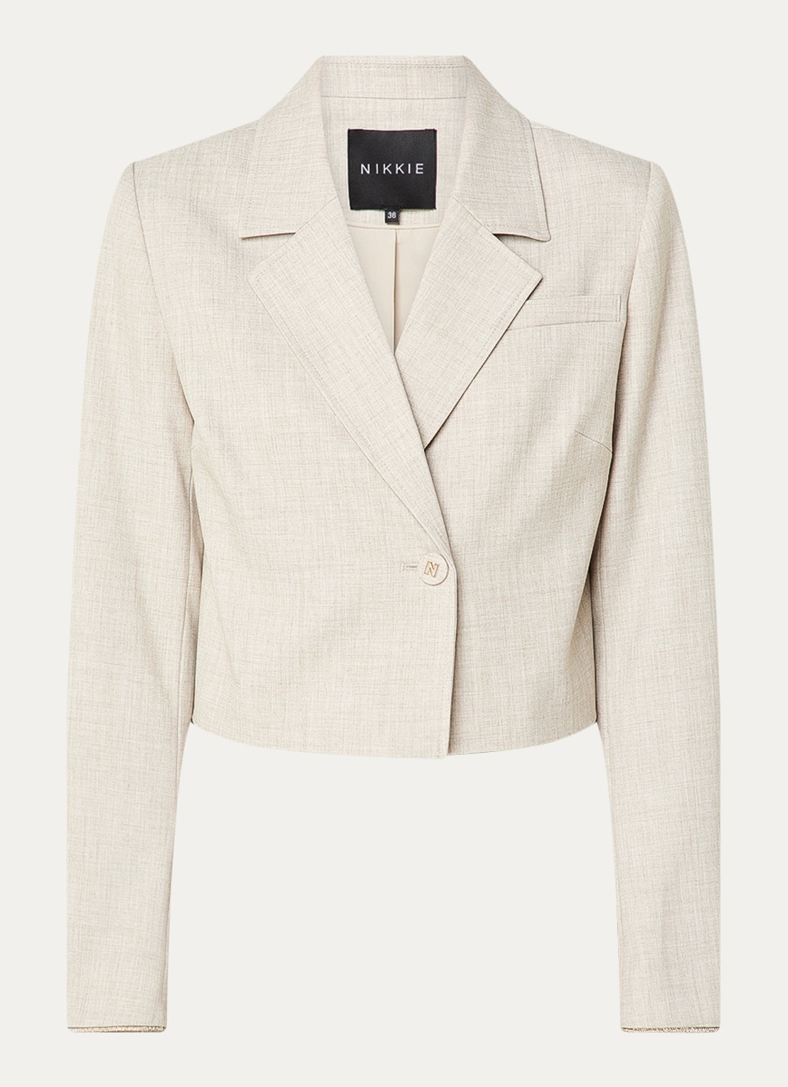 NIKKIE Pateete cropped blazer - voorkant beige