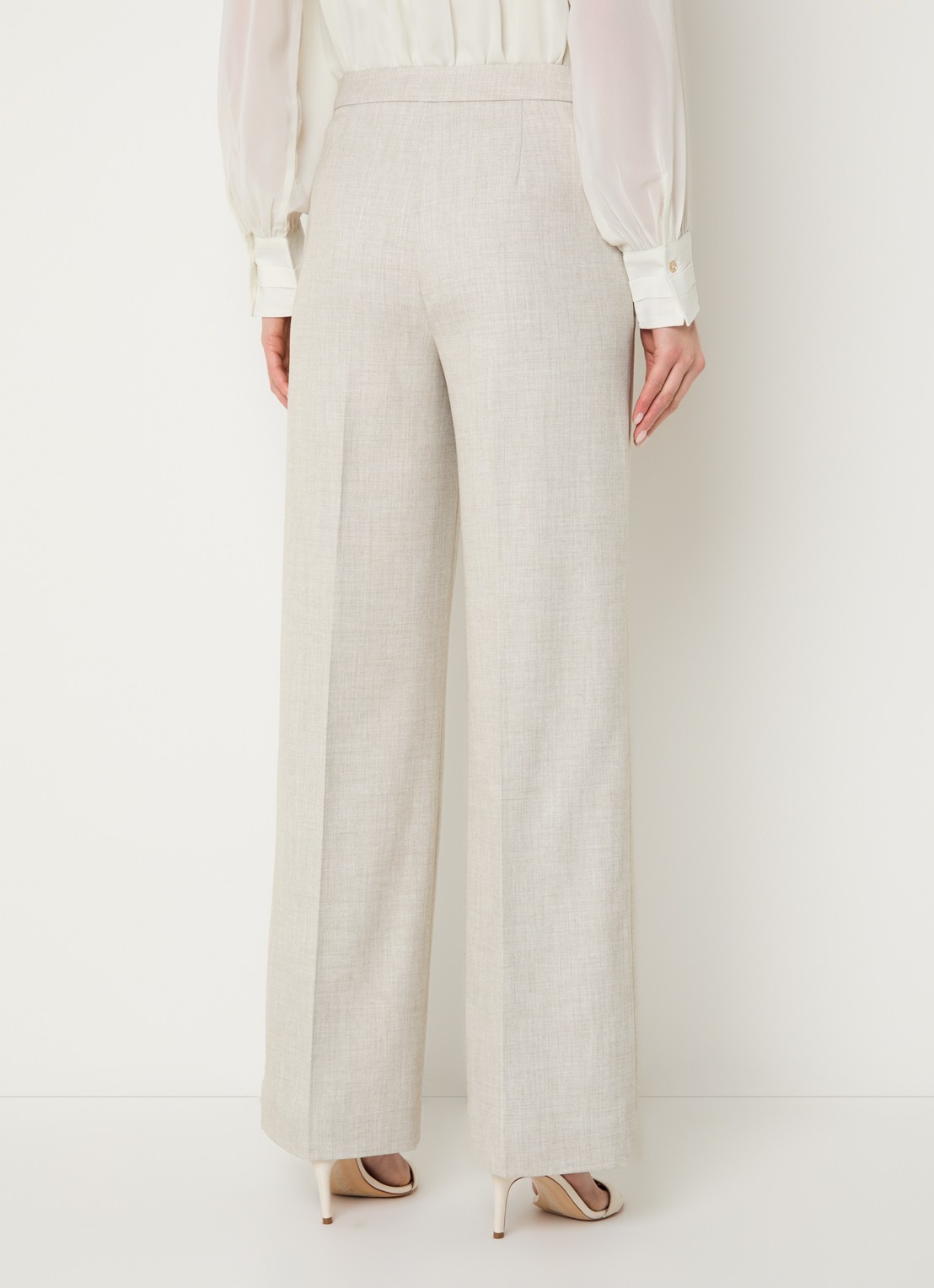 NIKKIE Pateete mid waist straight fit pantalon met steekzakken - achterkant 4 creme