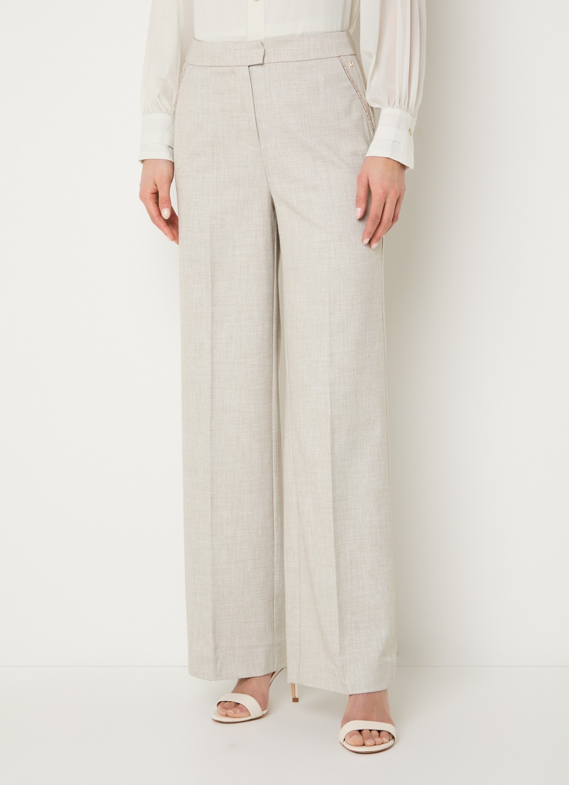 NIKKIE Pateete mid waist straight fit pantalon met steekzakken - detail 3 creme