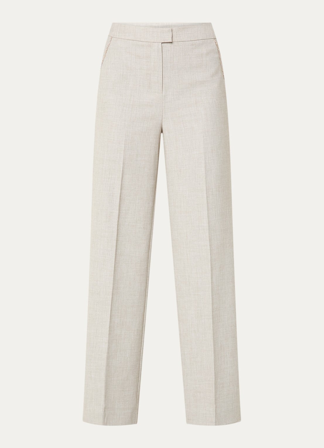 NIKKIE Pateete mid waist straight fit pantalon met steekzakken - voorkant creme