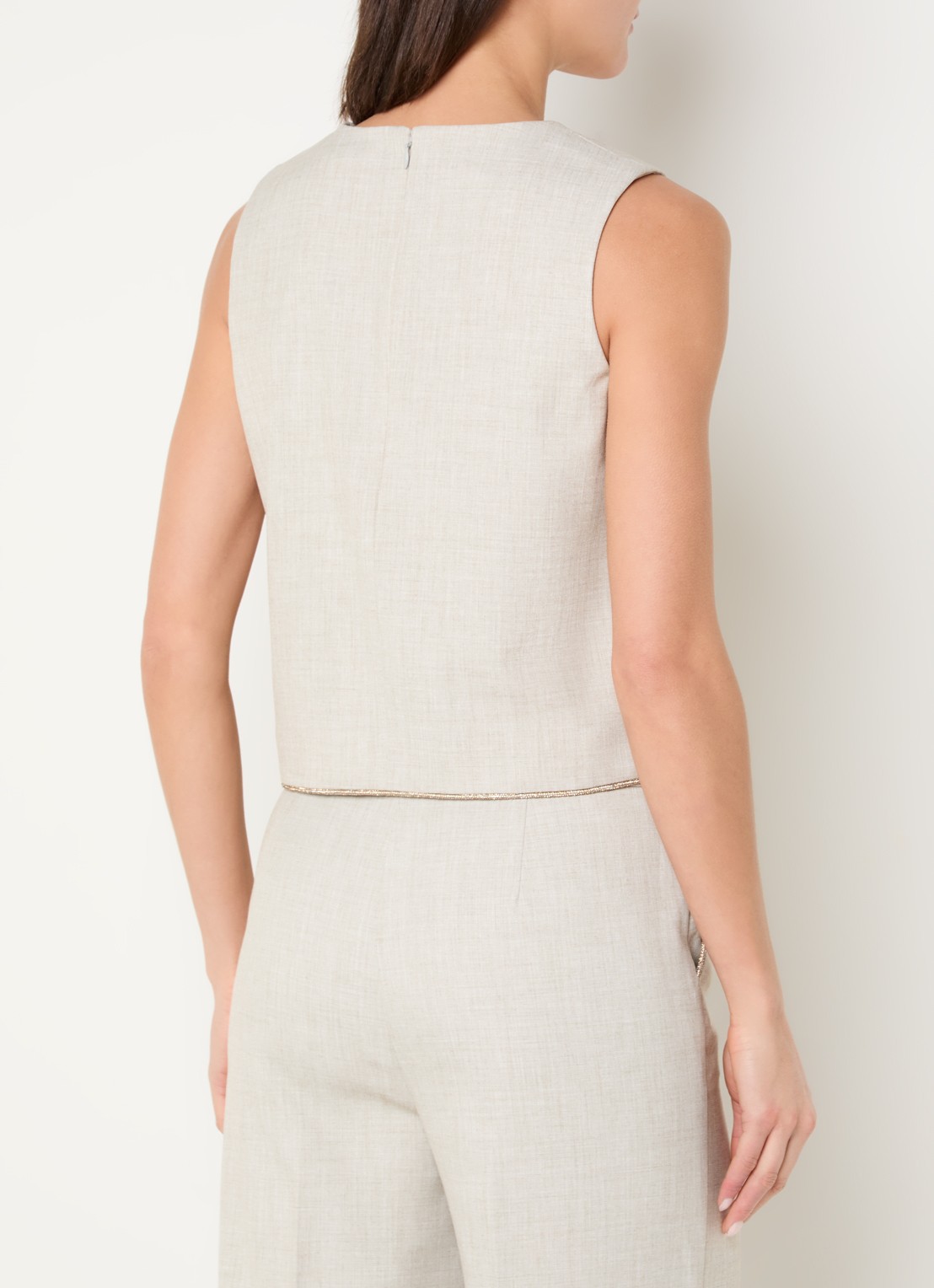 NIKKIE Pateete mouwloze top met strass - achterkant 3 creme