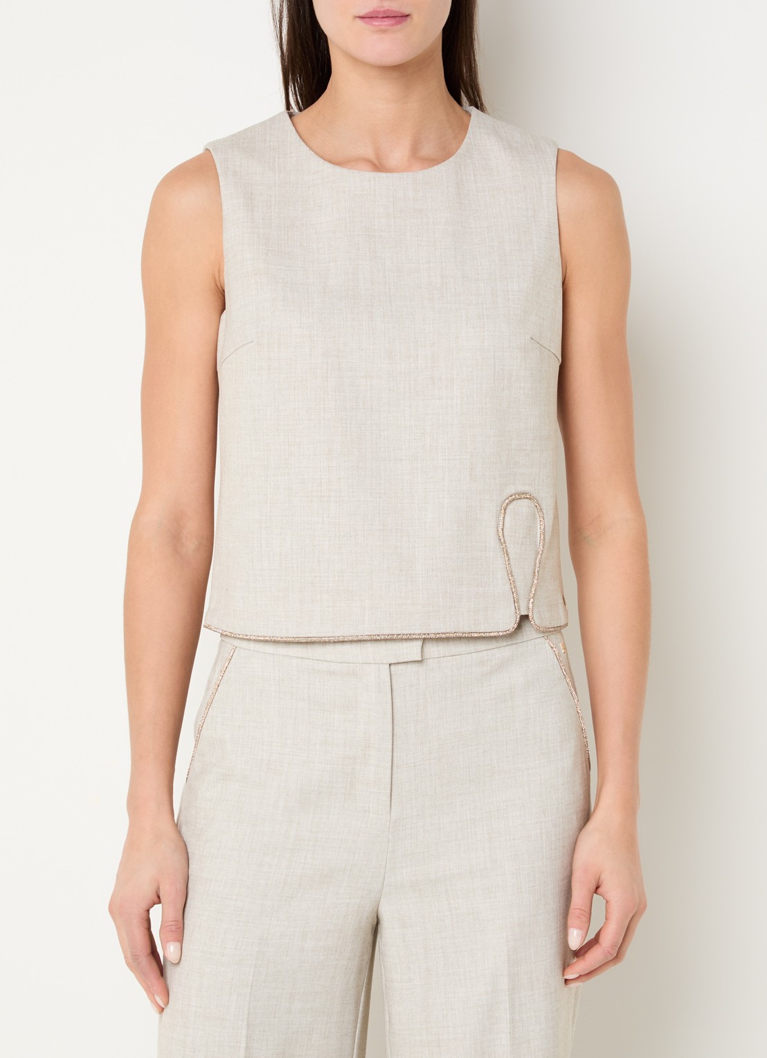 NIKKIE Pateete mouwloze top met strass - detail 4 creme