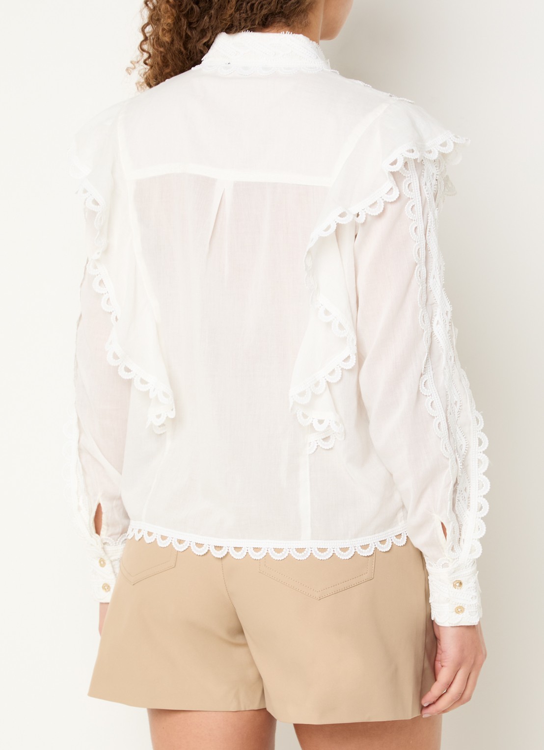 NIKKIE Patna blouse met broderie  - achterkant wit