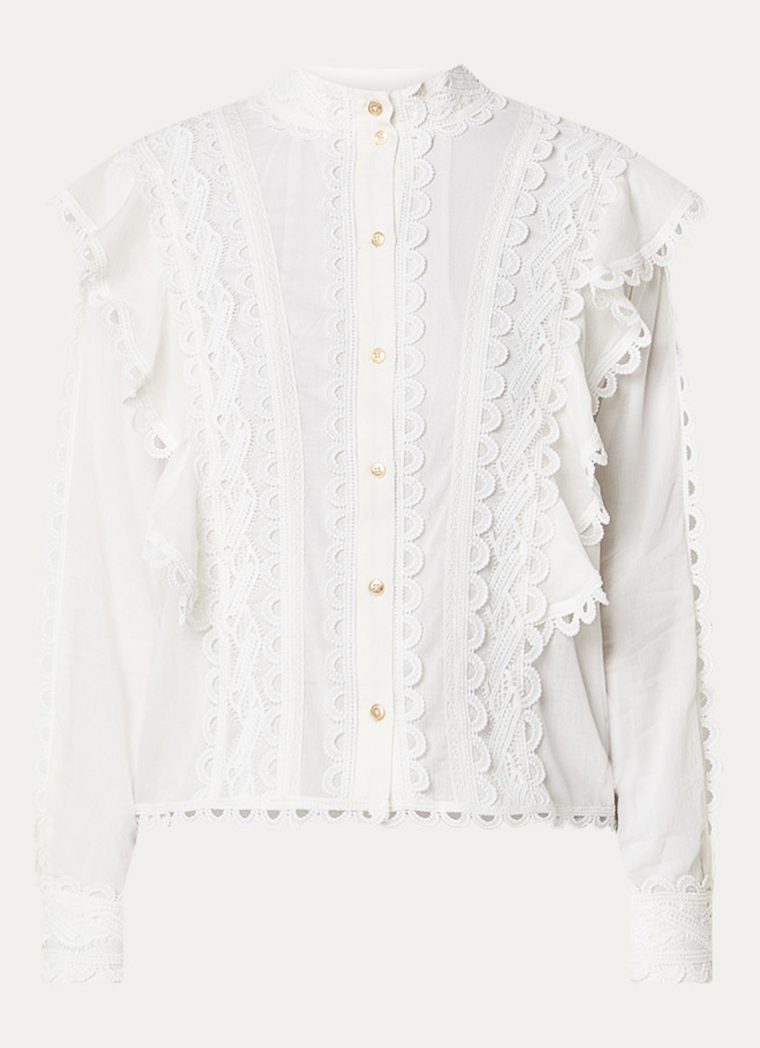 NIKKIE Patna blouse met broderie  - voorkant 2 wit