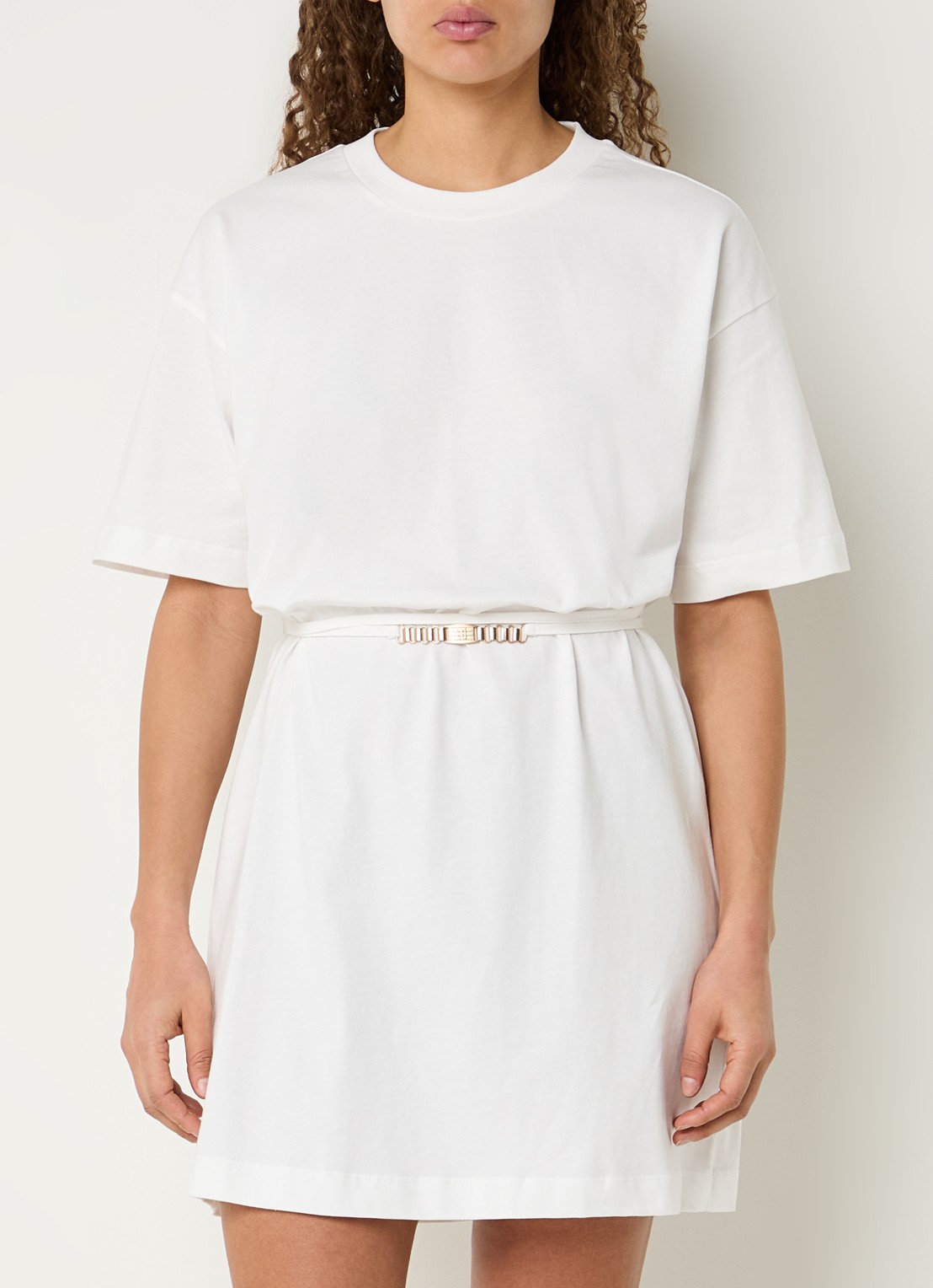 NIKKIE Patos T-shirt jurk met trekkoord - detail 4 wit