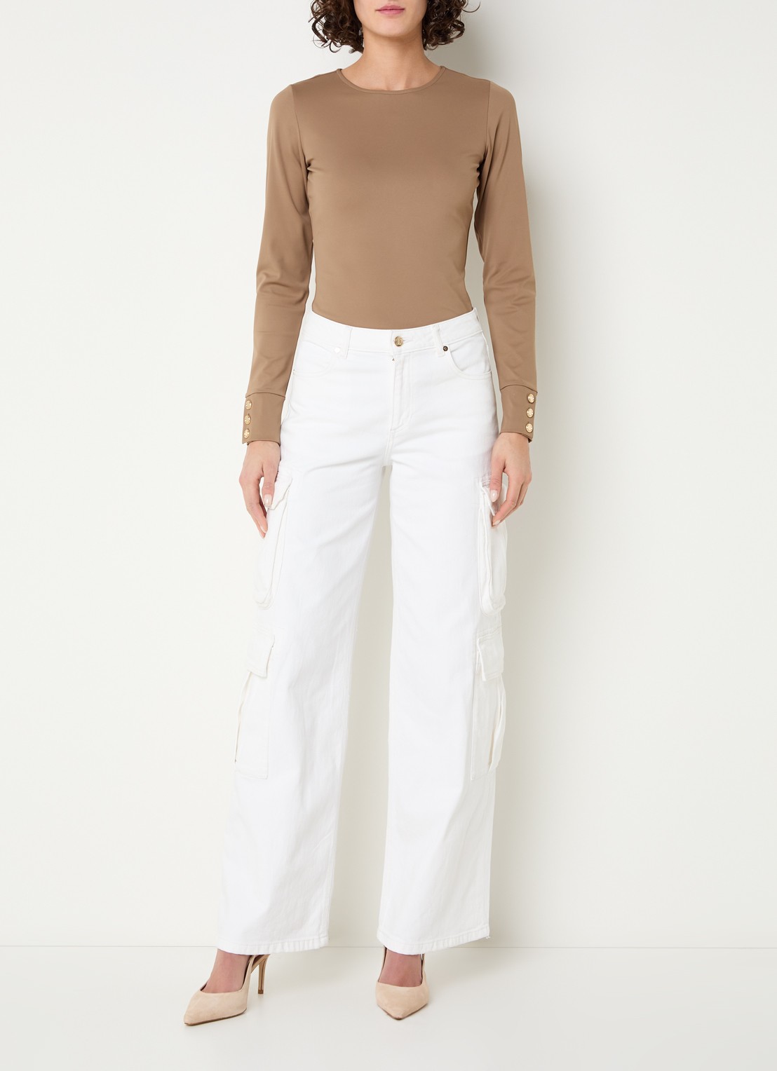 NIKKIE Patras high waist straight leg jeans met gekleurde wassing - voorkant 2 wit