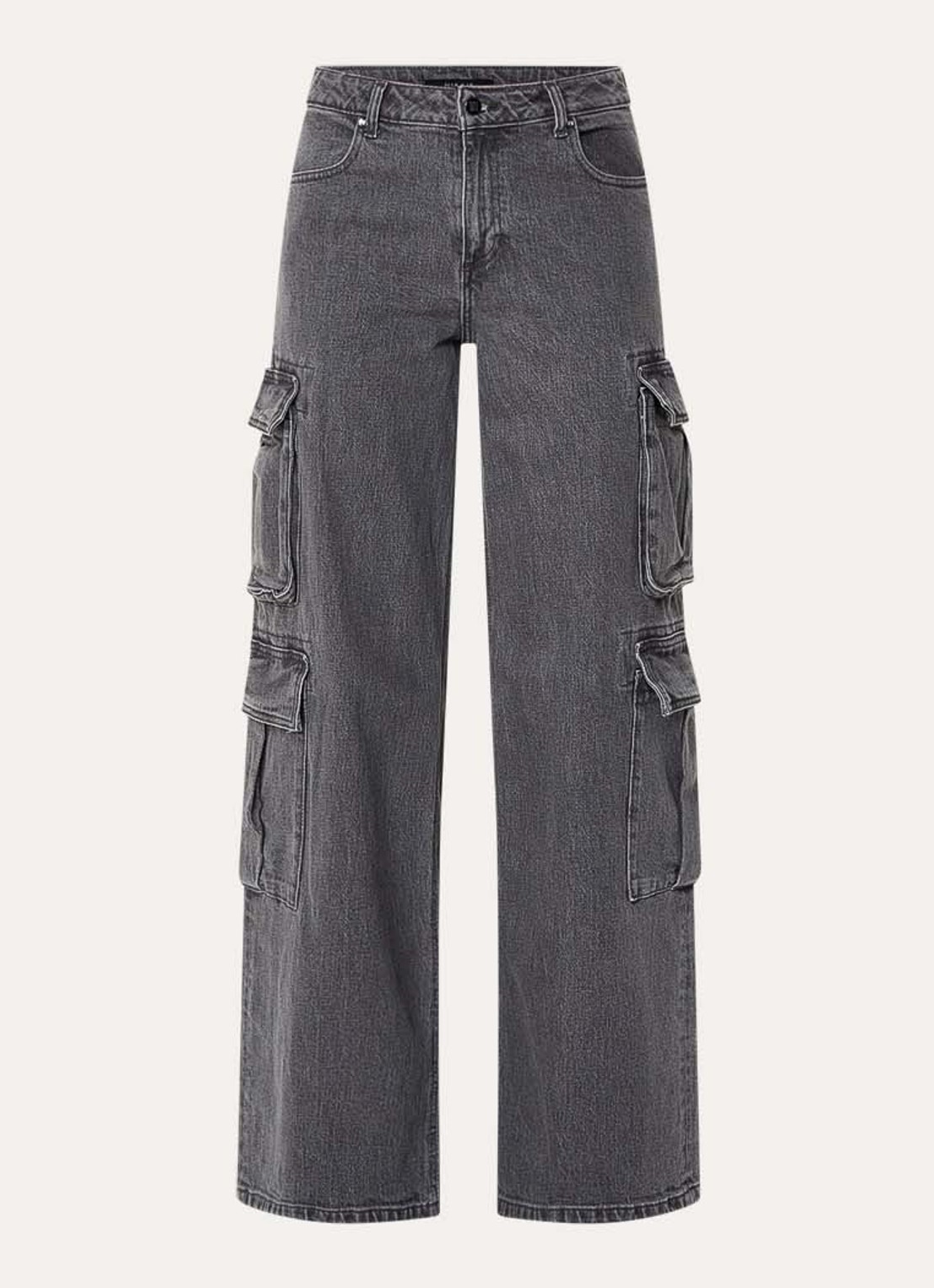 NIKKIE Patras high waist straight leg jeans met gekleurde wassing - voorkant donkergrijs