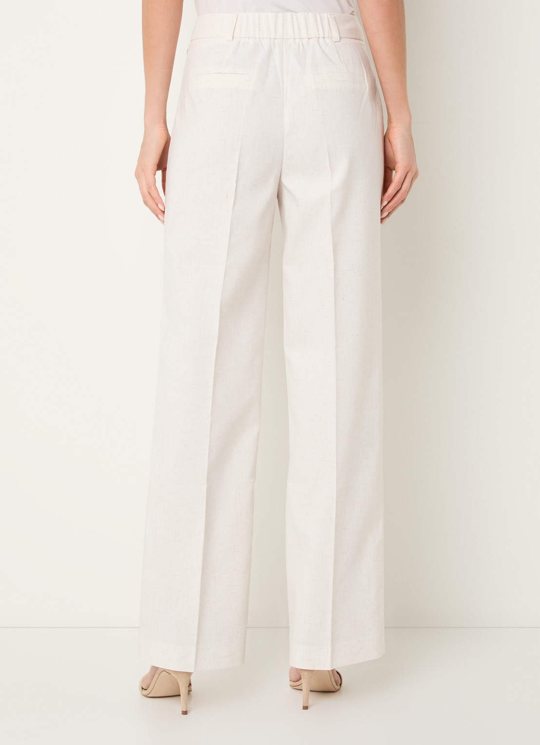 NIKKIE Payette high waist loose fit pantalon in linnenblend - achterkant creme