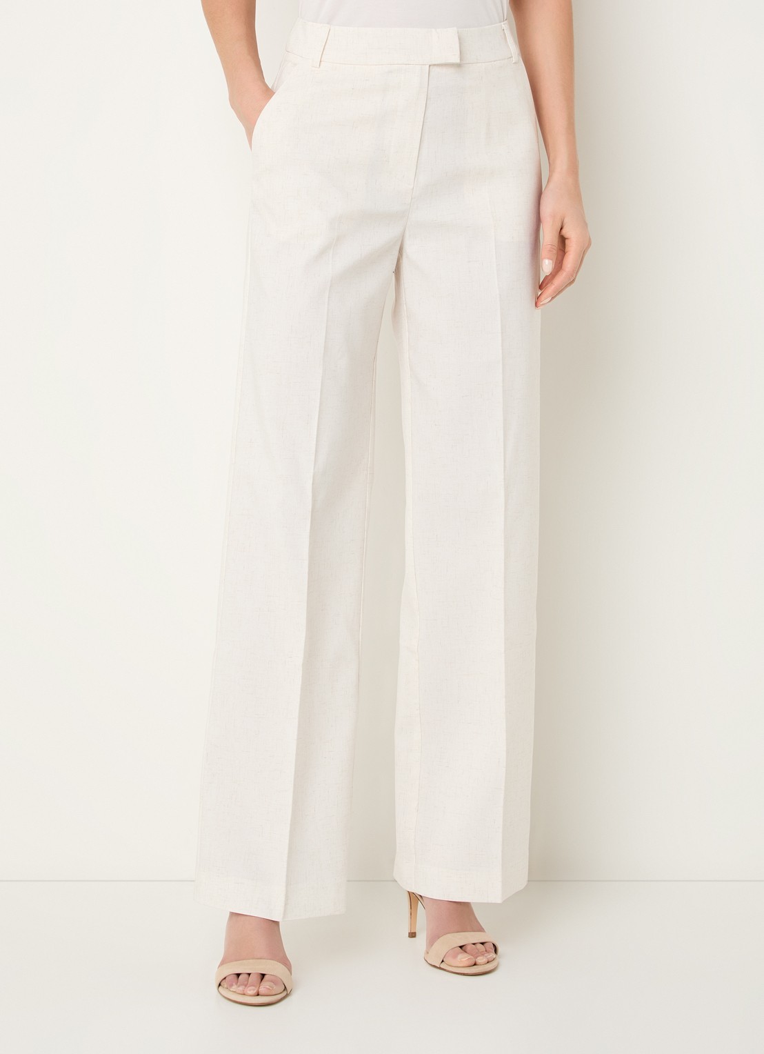 NIKKIE Payette high waist loose fit pantalon in linnenblend - detail 4 creme