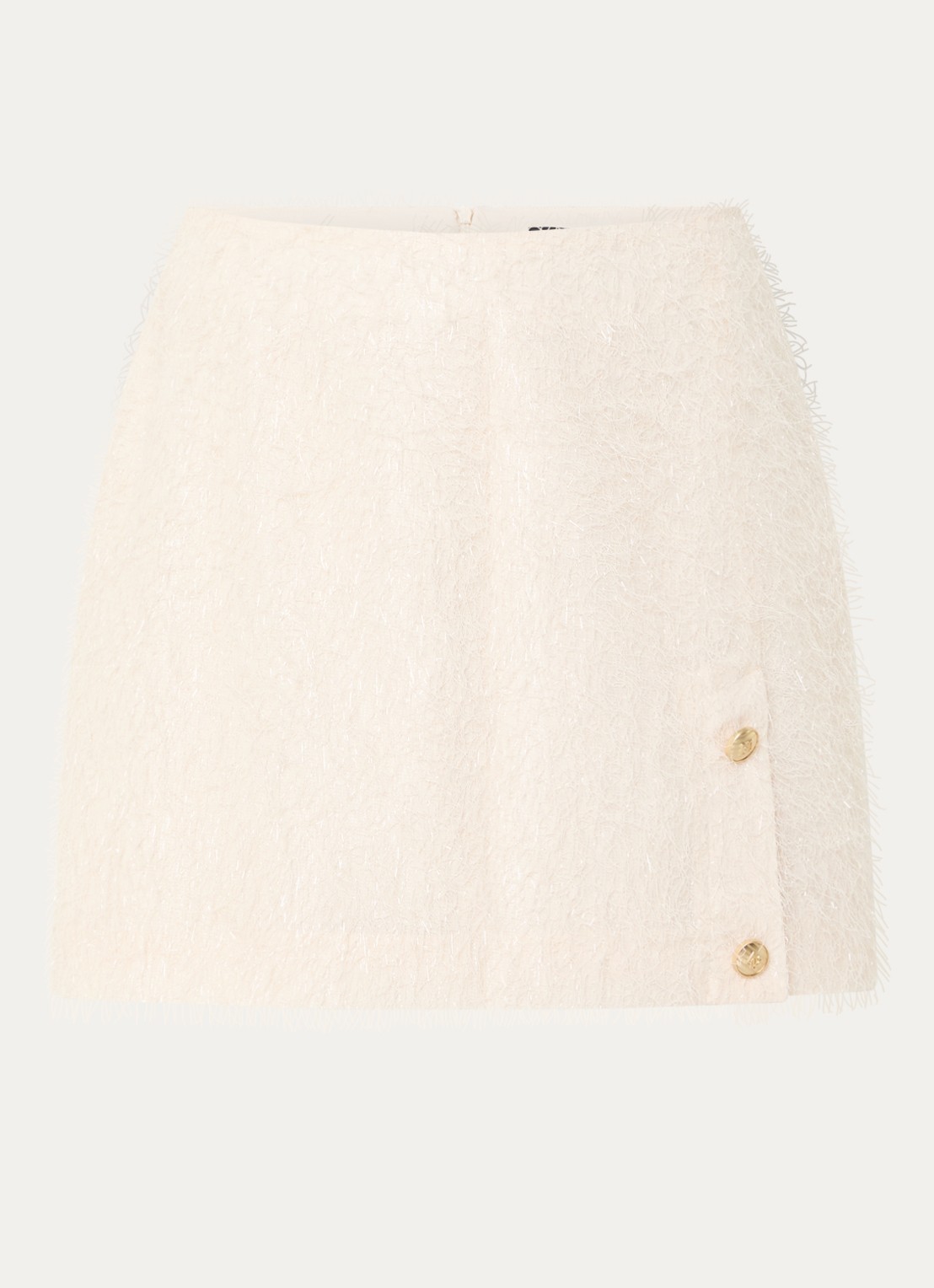 NIKKIE Phana mini rok met strass en sierknopen - voorkant 3 creme