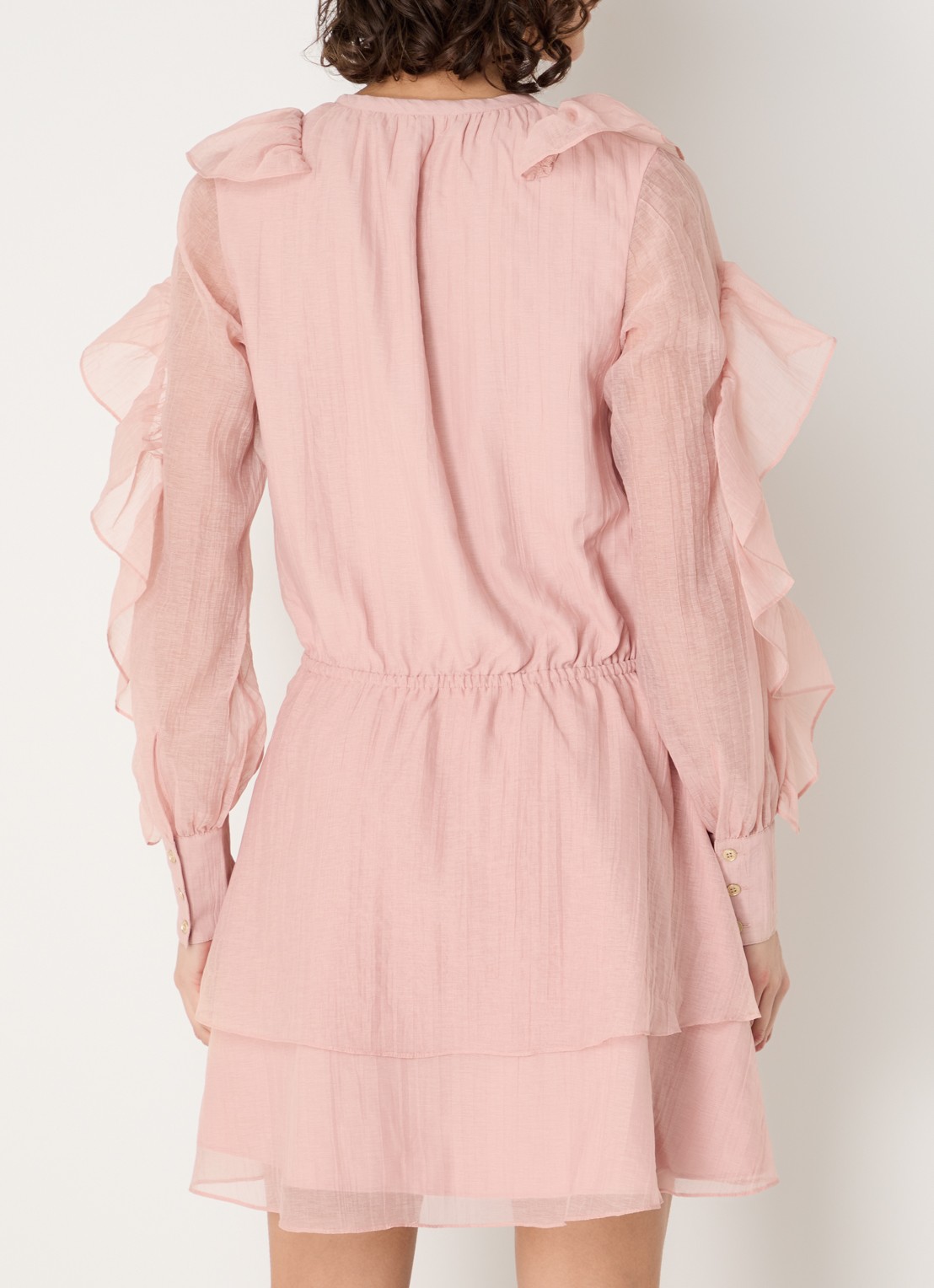 NIKKIE Pharr mini jurk met volant - achterkant 3 roze