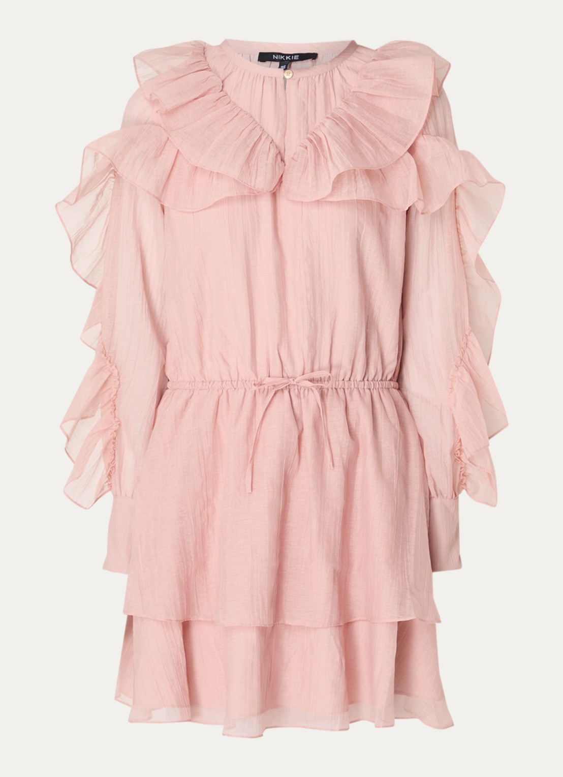NIKKIE Pharr mini jurk met volant - voorkant roze