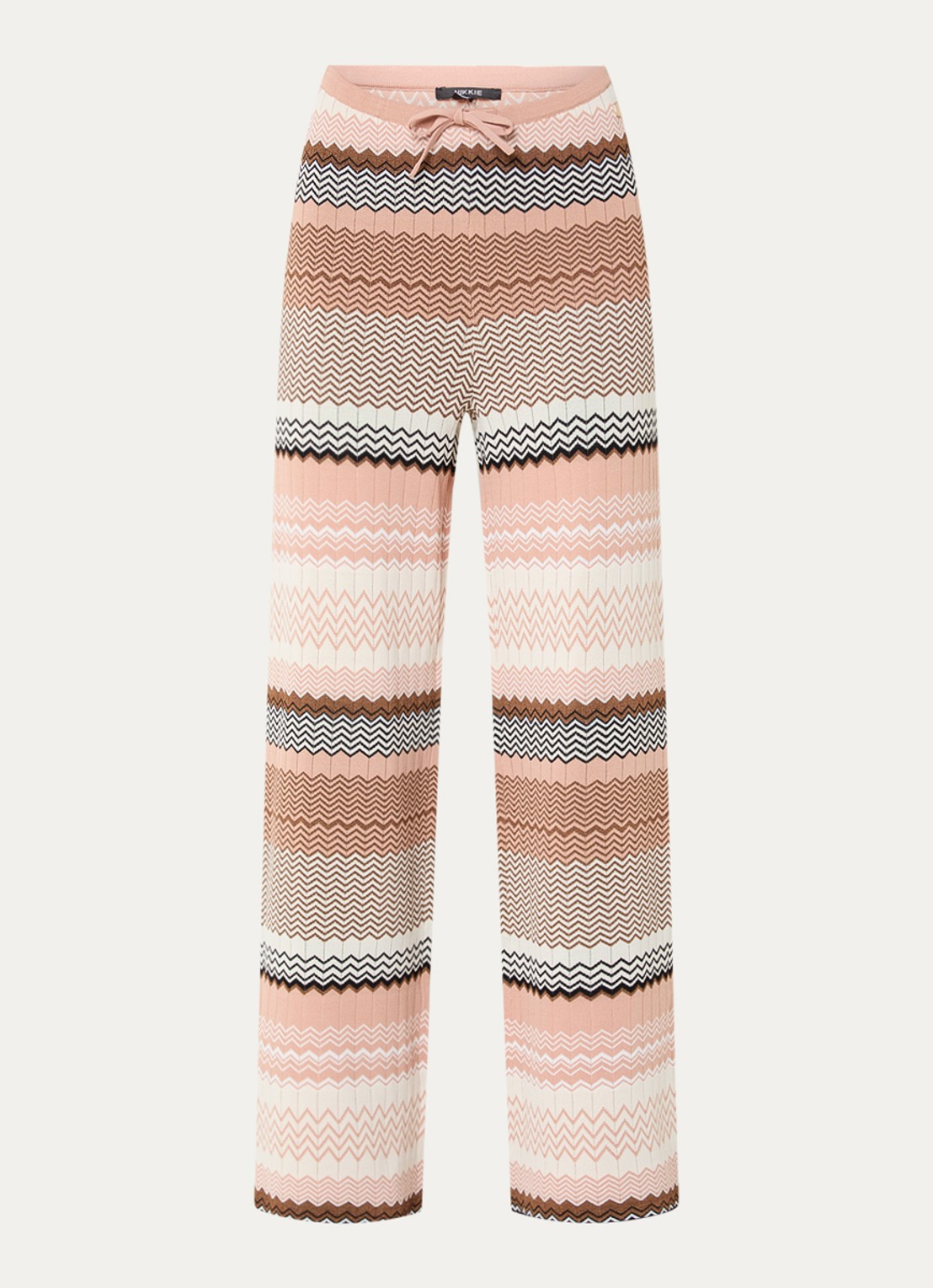 NIKKIE Pilazio high waist wide fit palazzo broek met grafische print - voorkant zalmroze