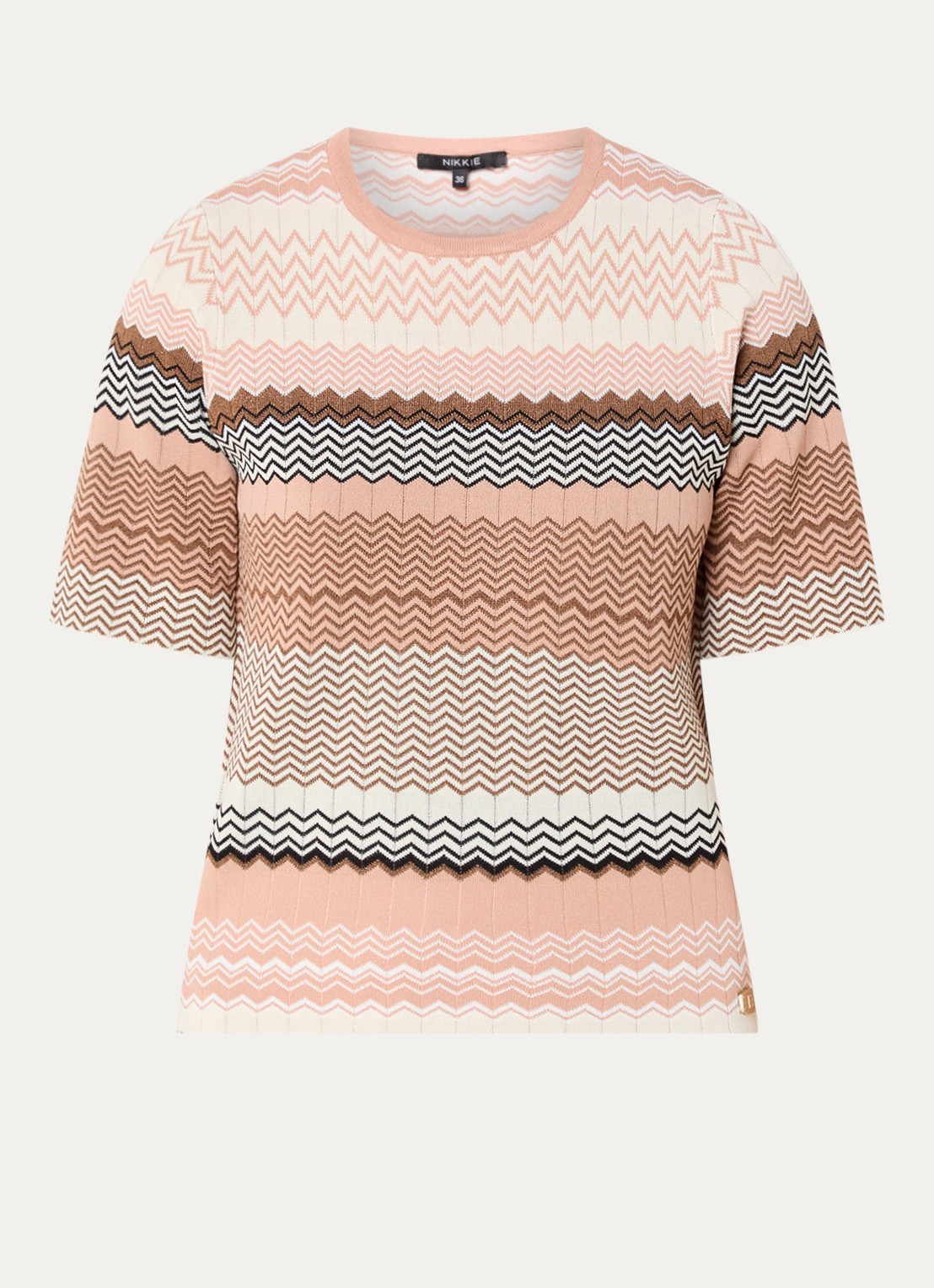 NIKKIE Pilazio top met print - voorkant zalmroze