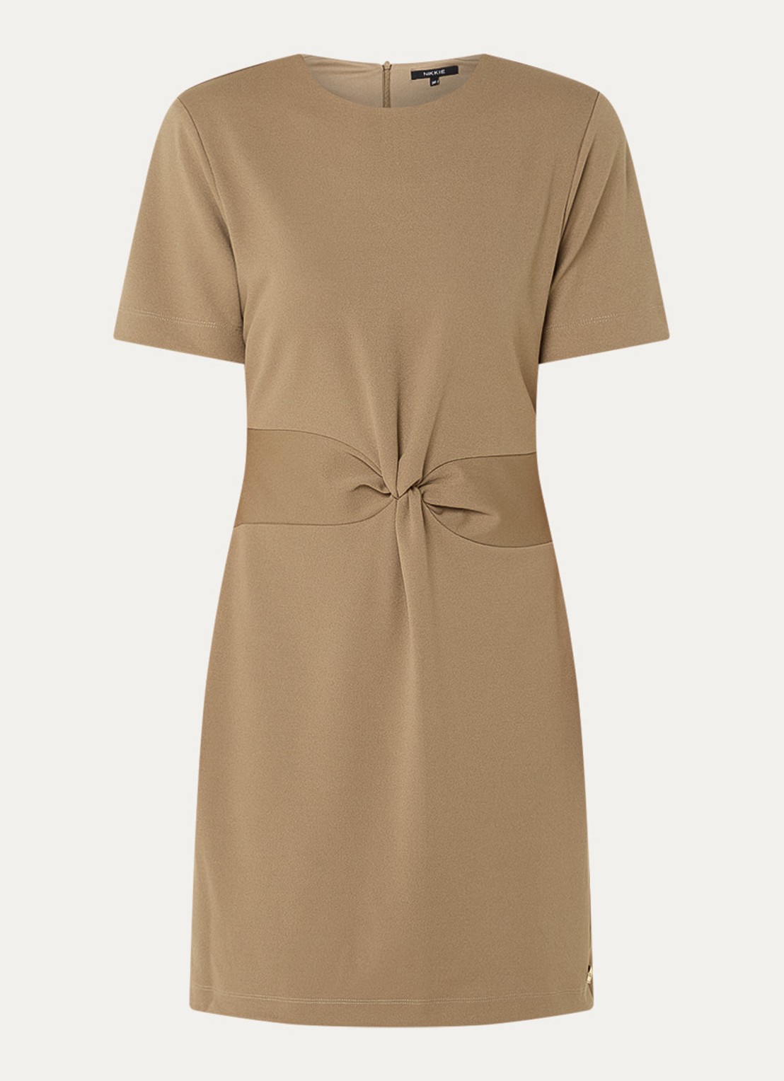 NIKKIE Pitaly mini jurk met gedrapeerd detail - voorkant lichtbruin